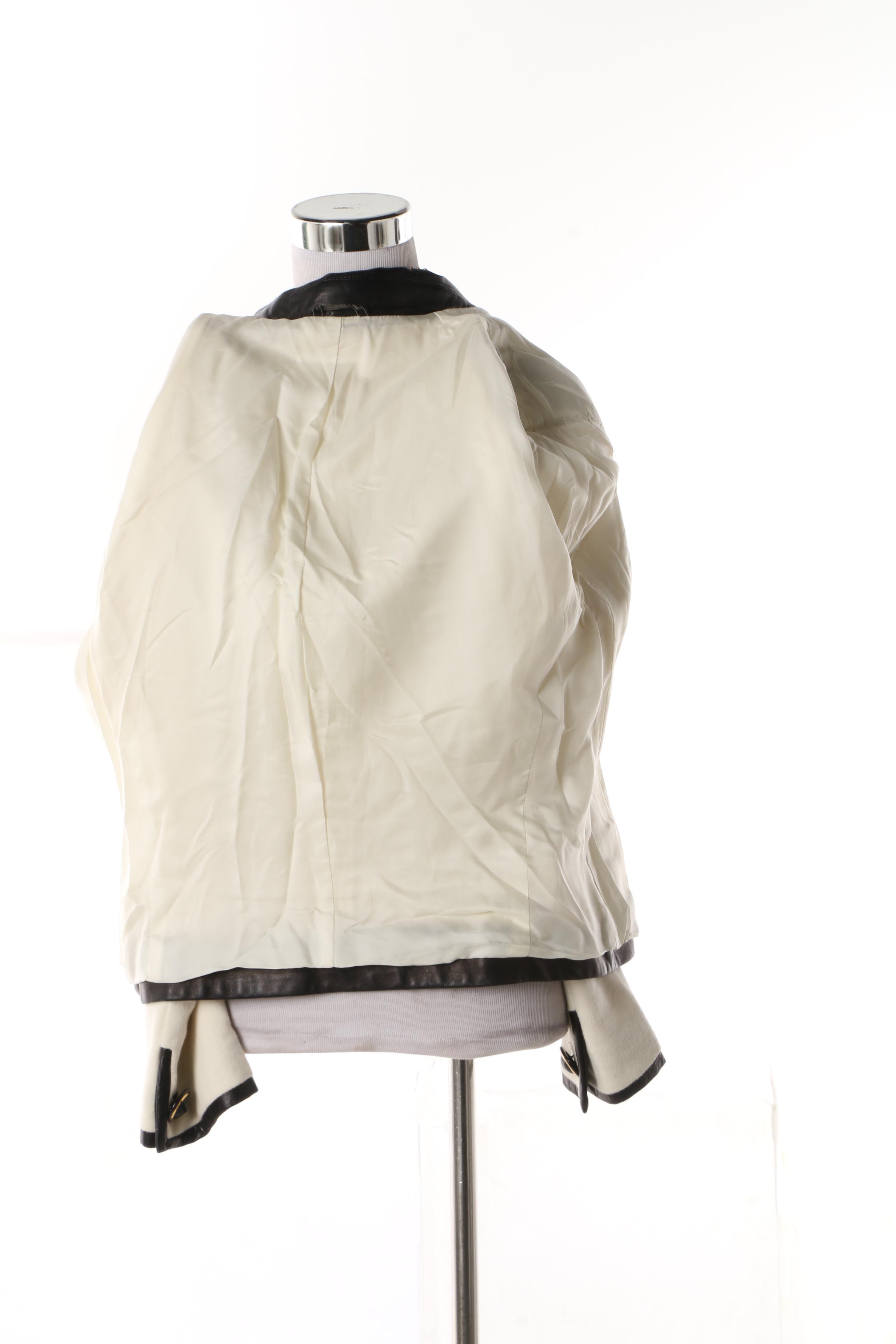 Women's 1980s Vintage Gianni Versace Couture Cashmere Jacket with Leather Trim