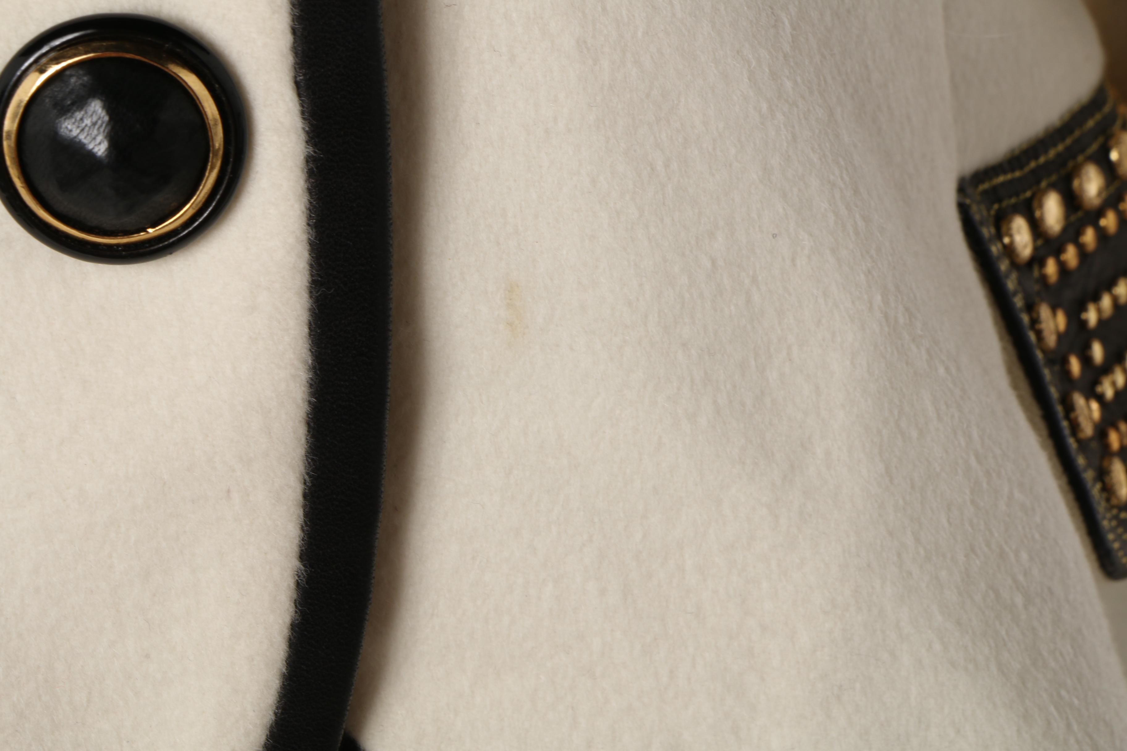 Women's 1980s Vintage Gianni Versace Couture Cashmere Jacket with Leather Trim