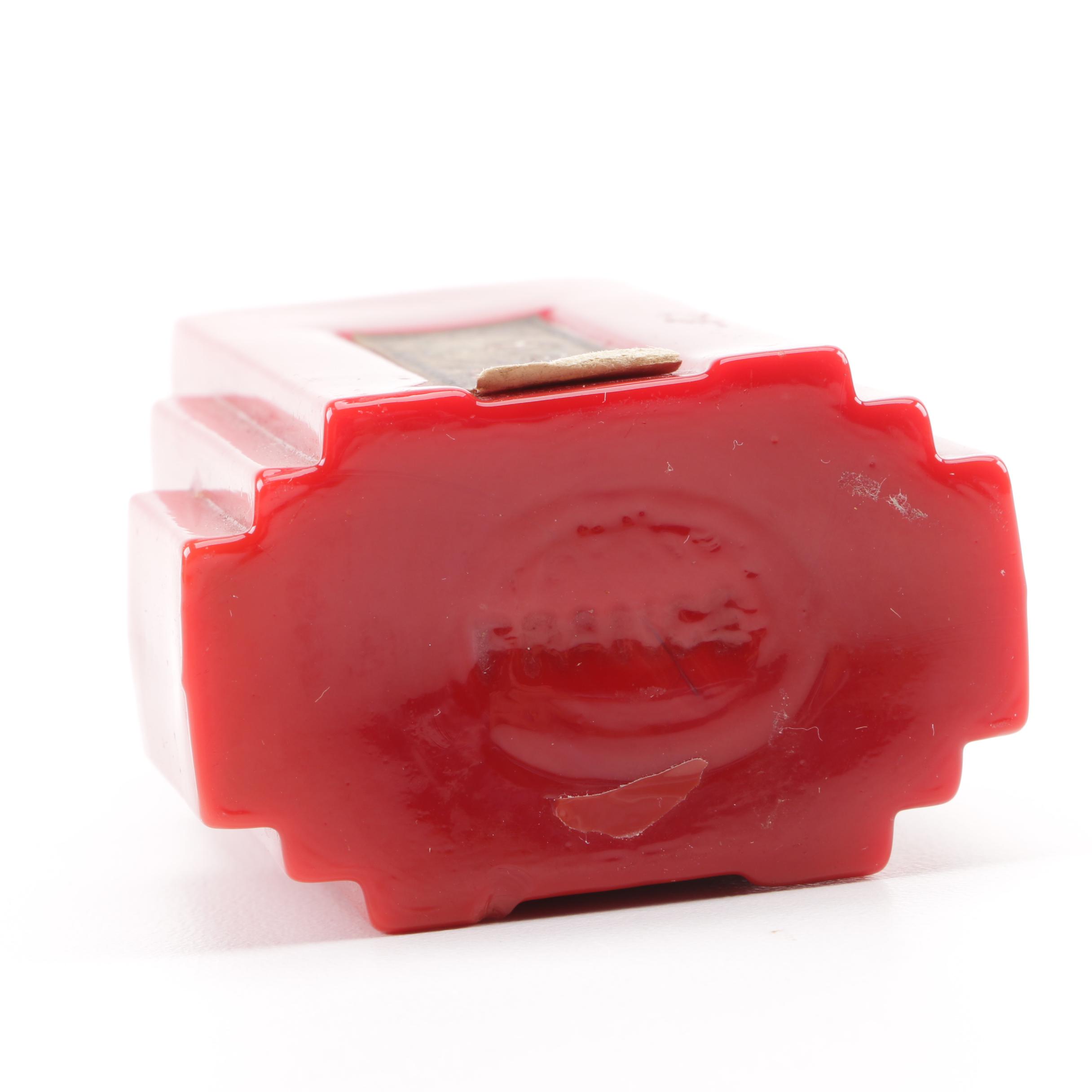 Langlois "Duska" Art Deco Red Glass Perfume Bottle, Circa 1917