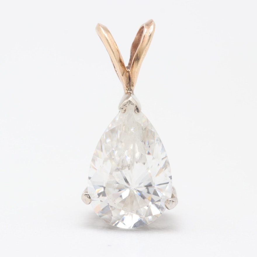 14K White and Yellow Gold Cubic Zirconia Pendant