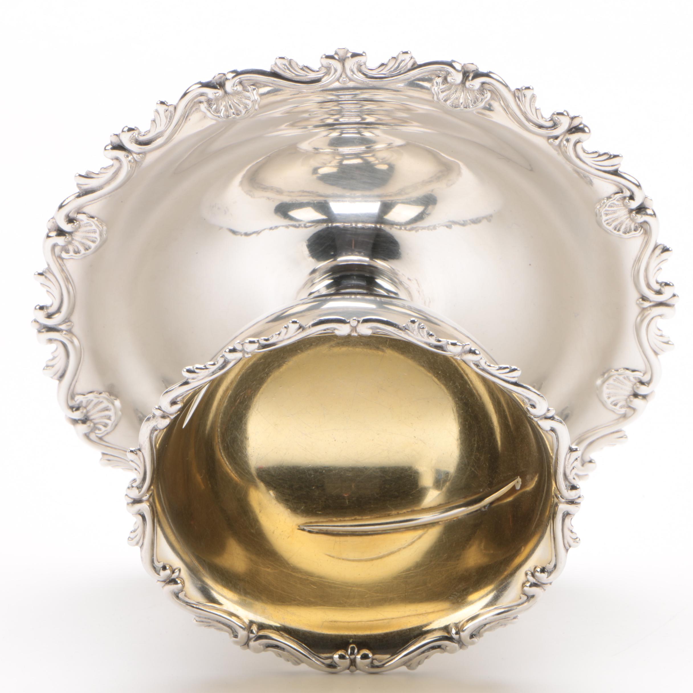 Gorham Sterling Silver Sauce Bowl with Attached Underplate, 1894