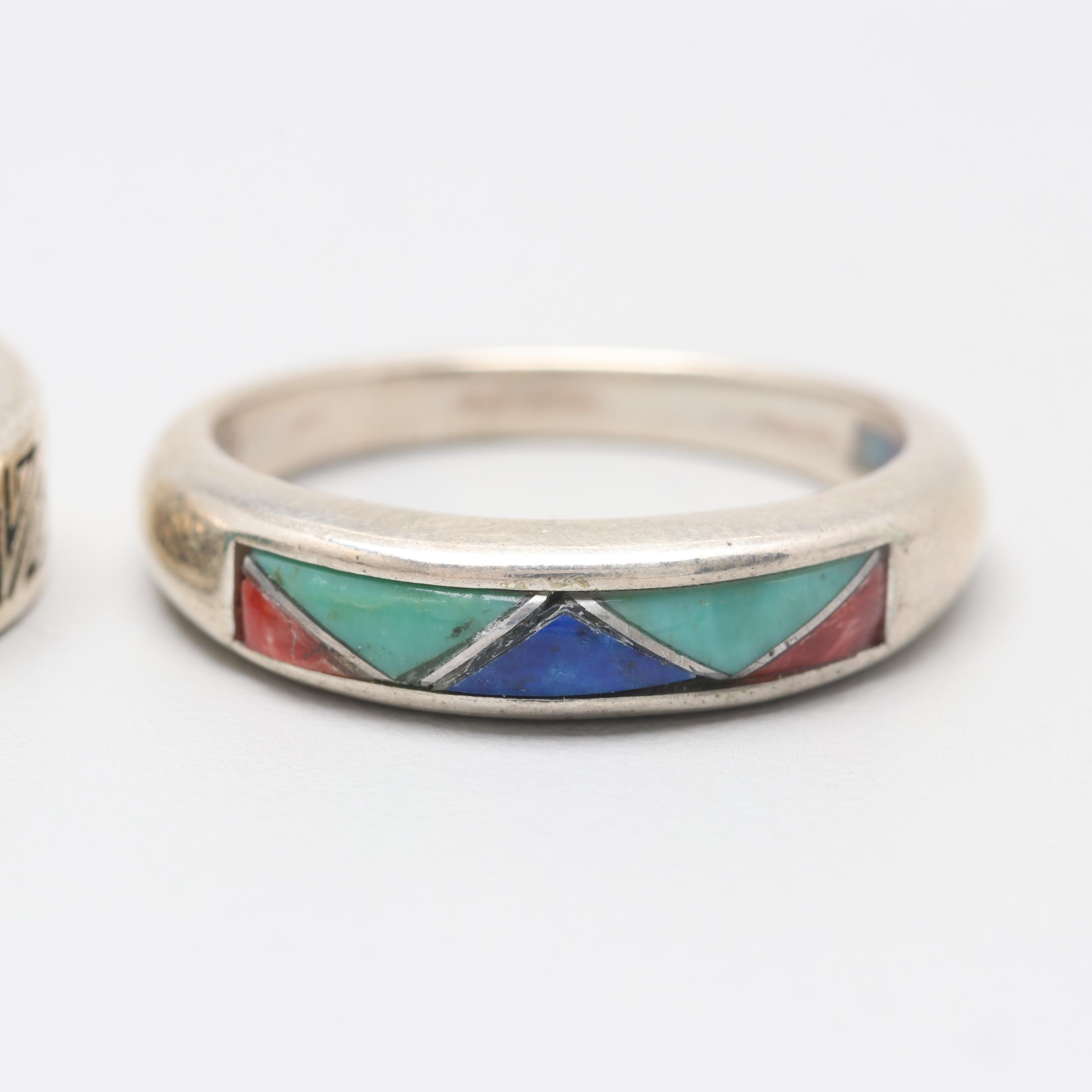 Carolyn Pollack Sterling Silver Inlaid Gemstone Rings