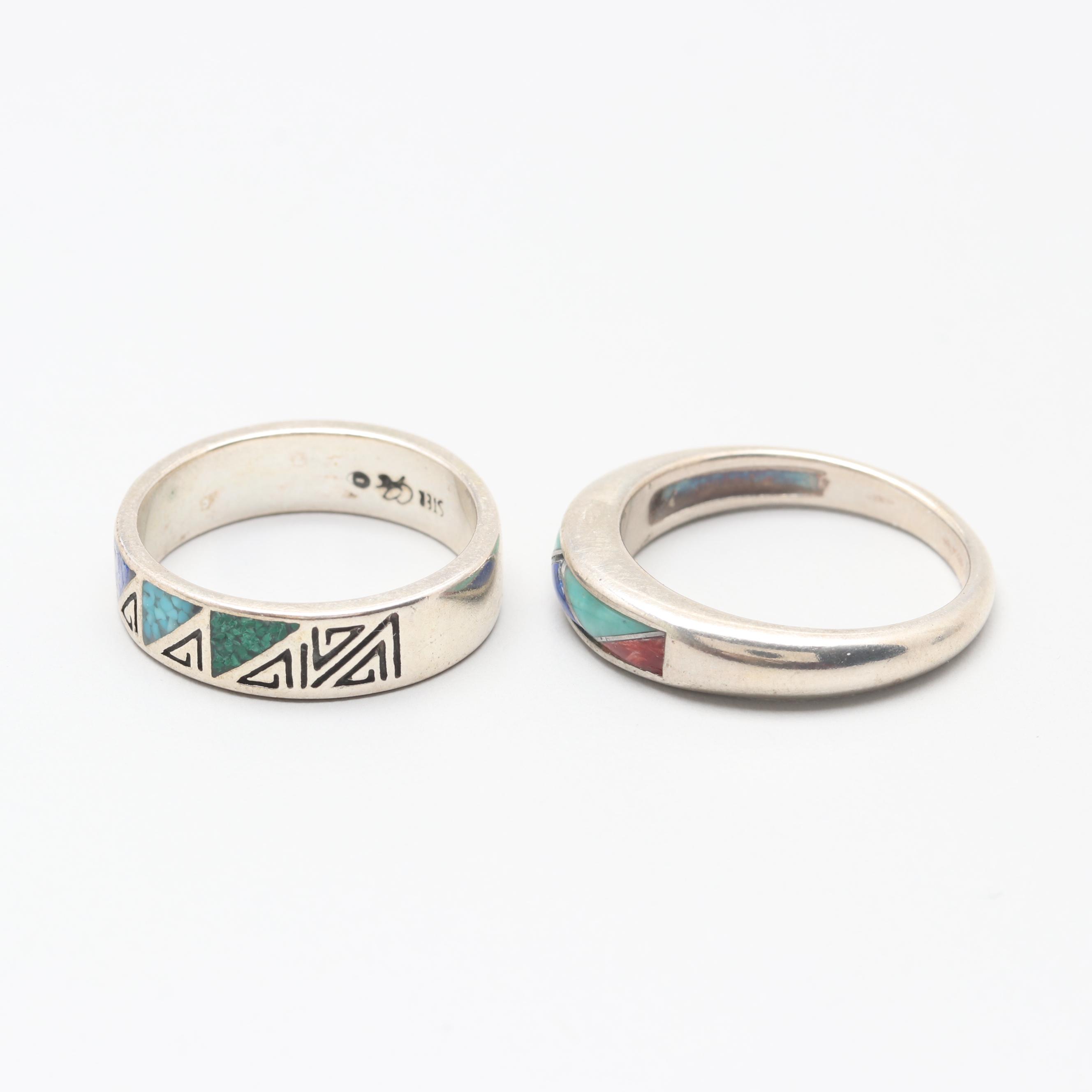Carolyn Pollack Sterling Silver Inlaid Gemstone Rings