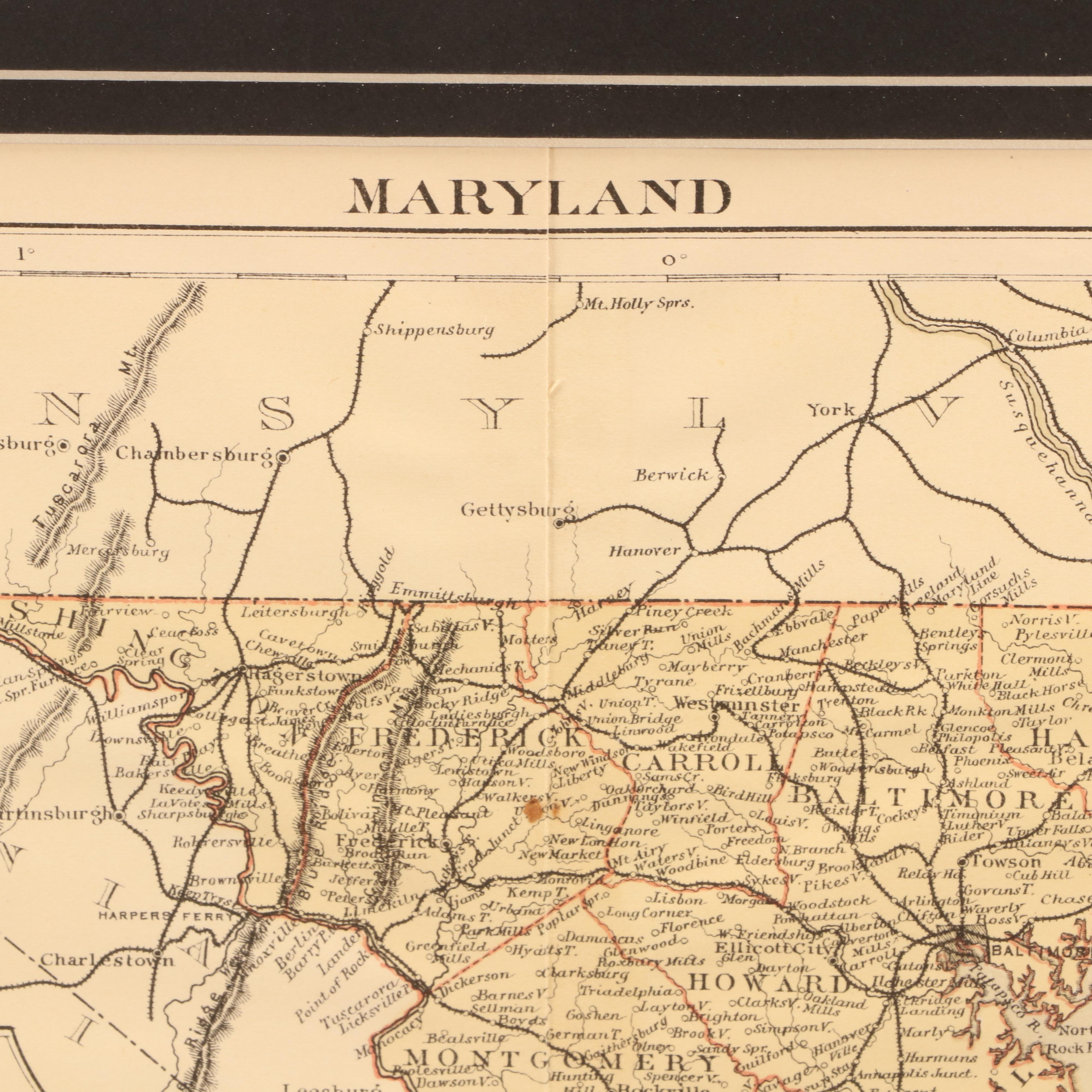 Antique Map of Maryland and District of Columbia