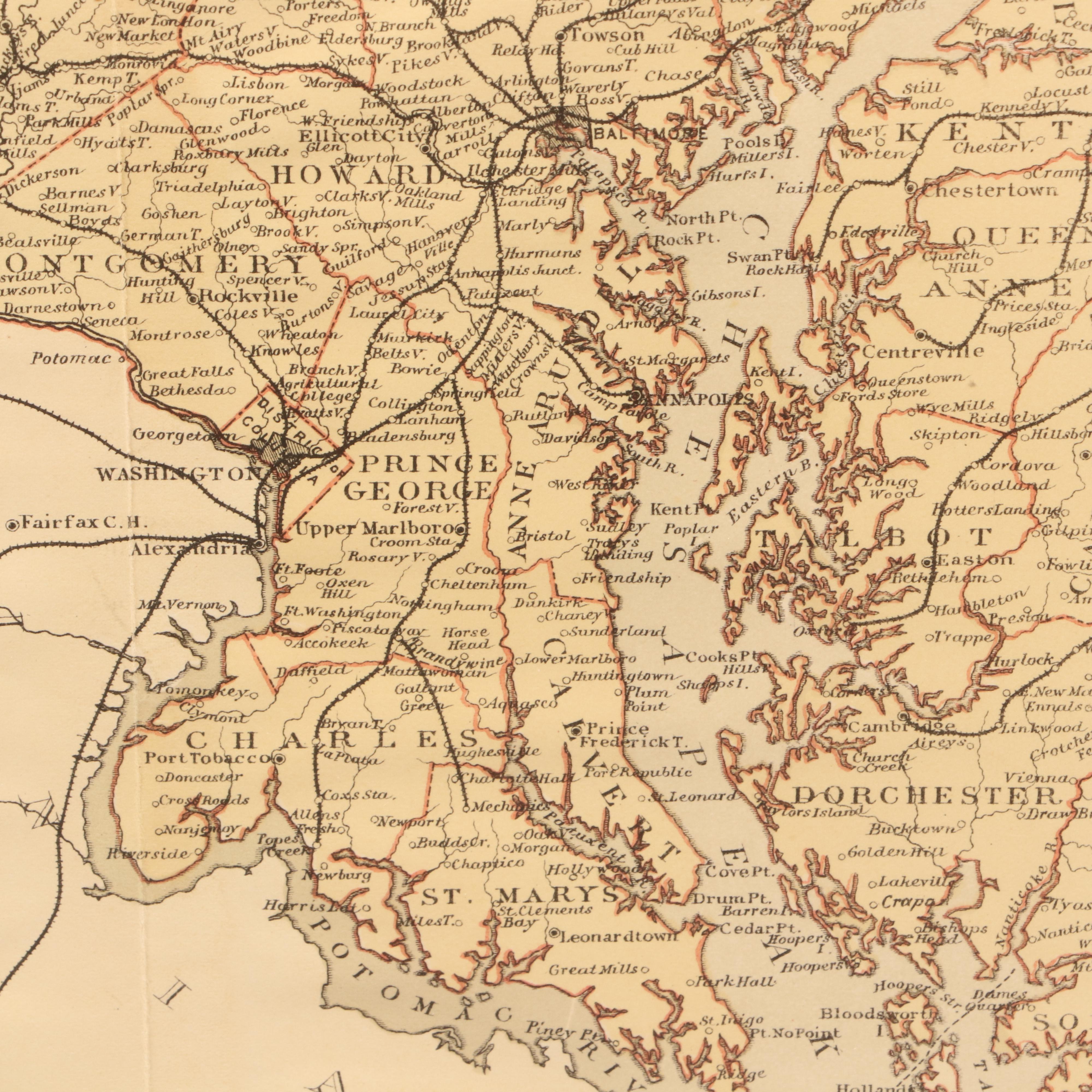 Antique Map of Maryland and District of Columbia