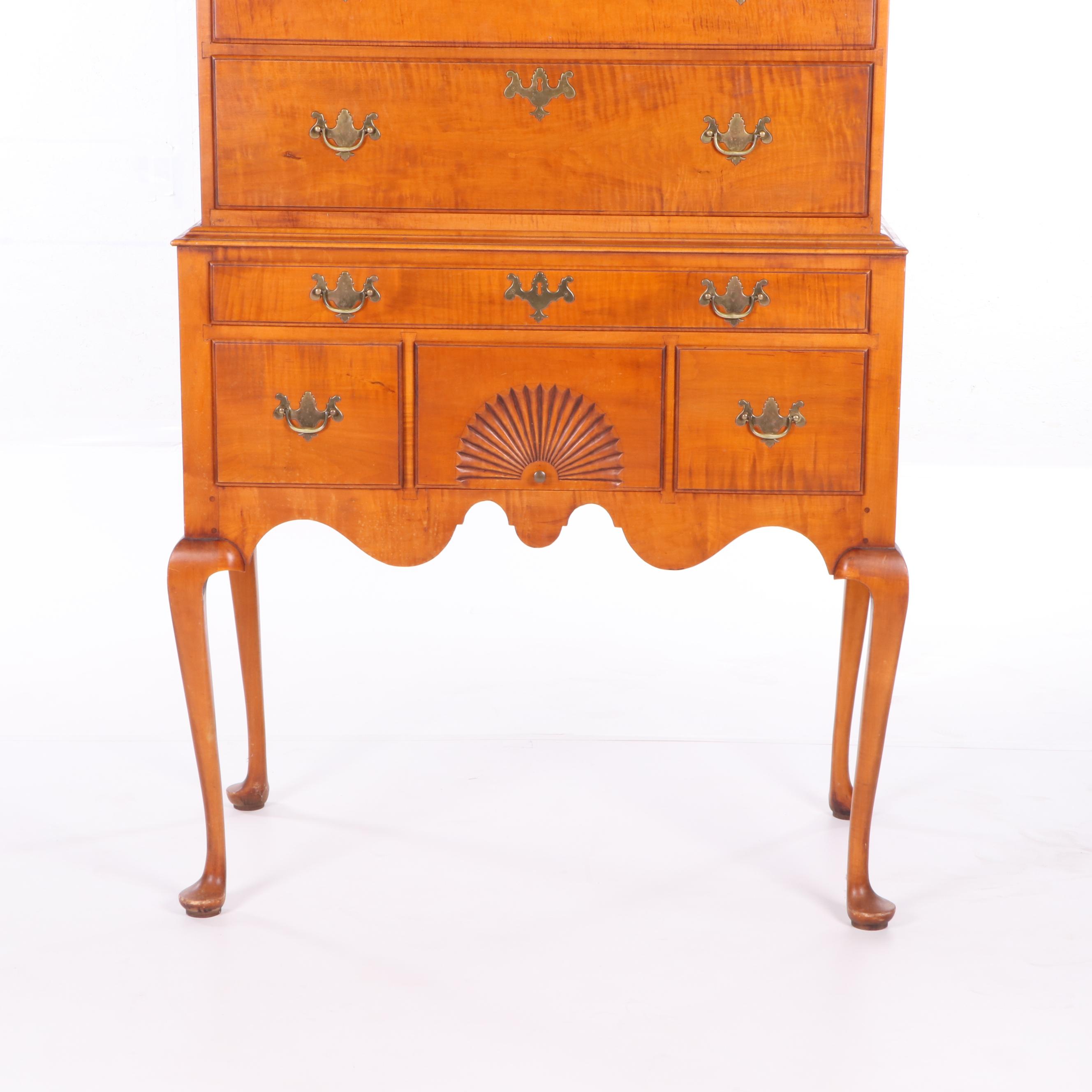 Queen Anne Style Maple Highboy, 20th Century