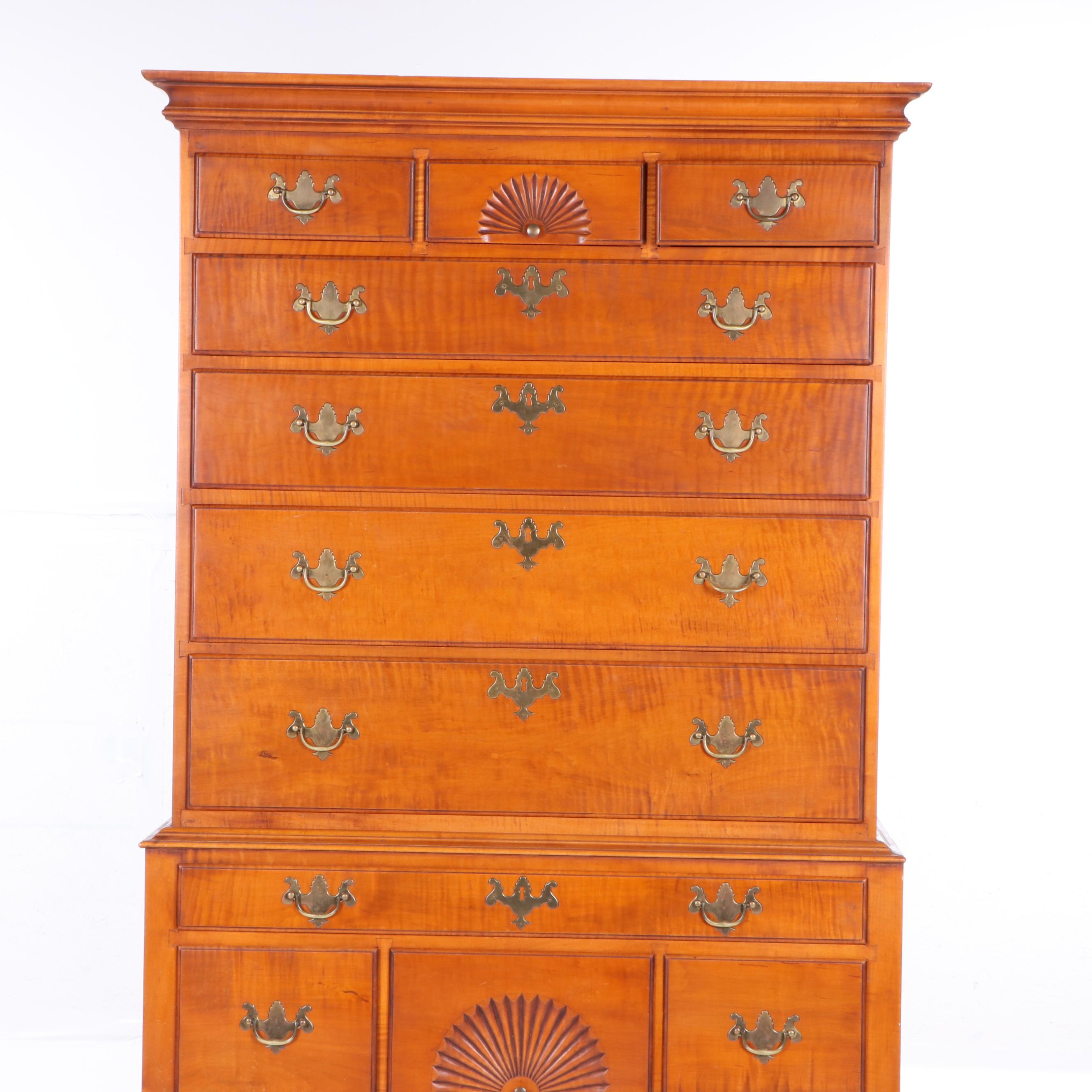 Queen Anne Style Maple Highboy, 20th Century