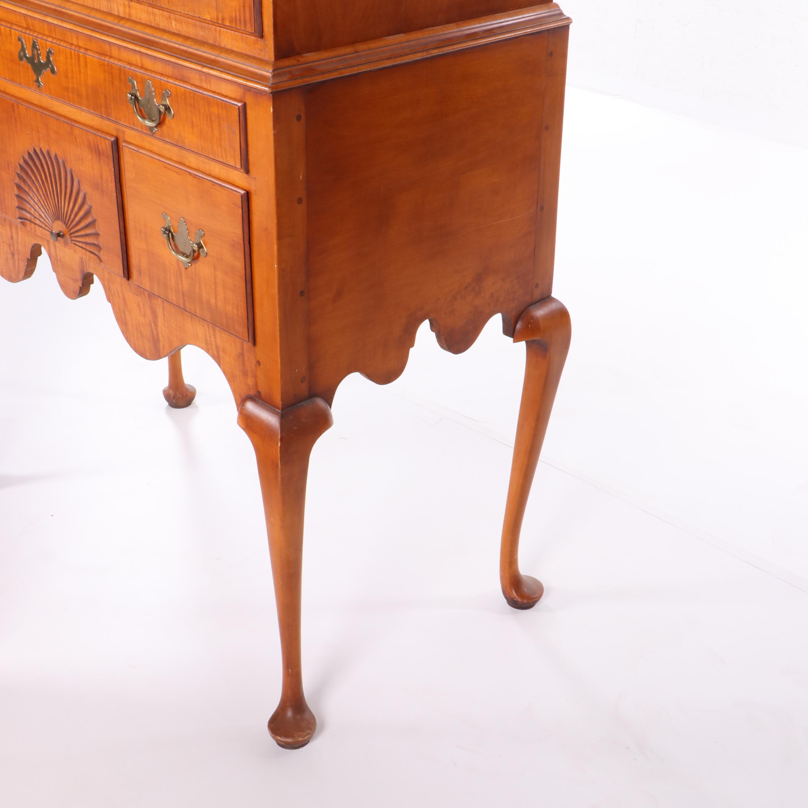 Queen Anne Style Maple Highboy, 20th Century