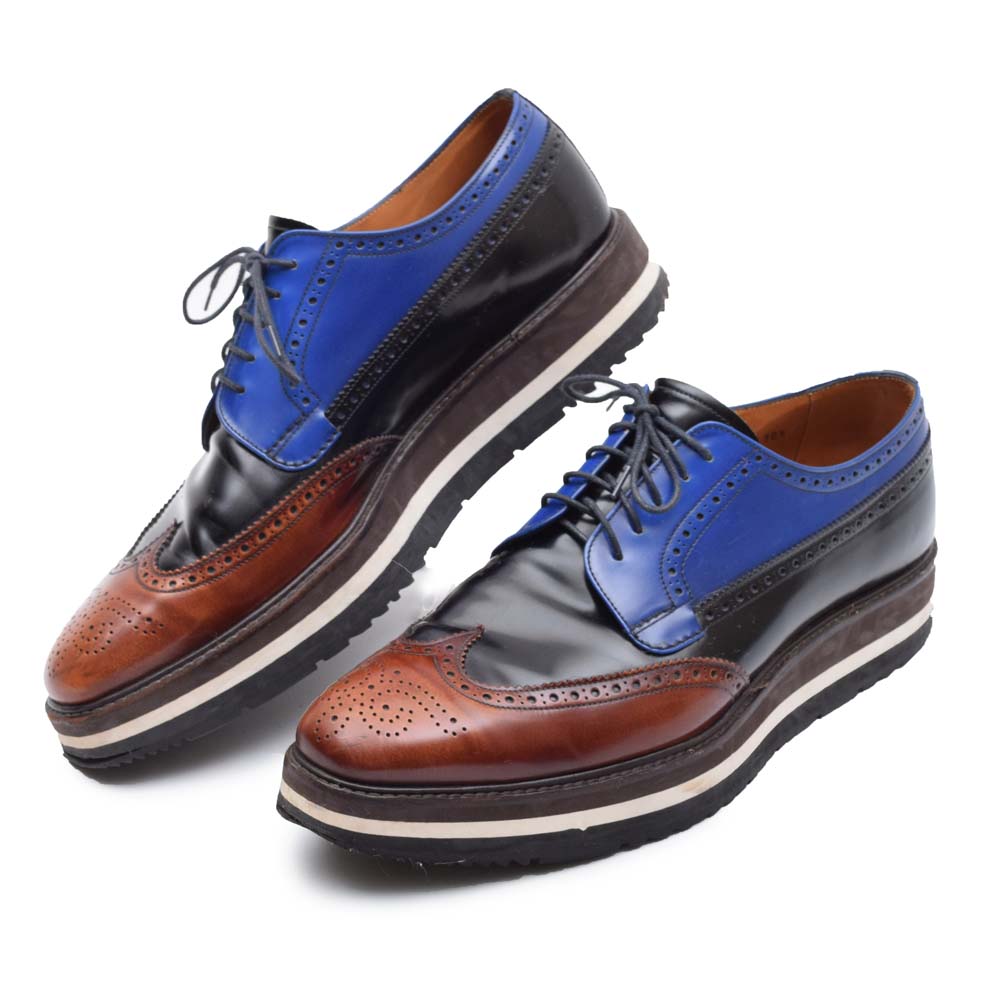 Men's Prada Wingtip Oxford Platform Platform Bluchers