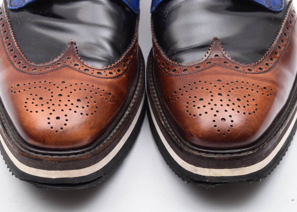 Men's Prada Wingtip Oxford Platform Platform Bluchers