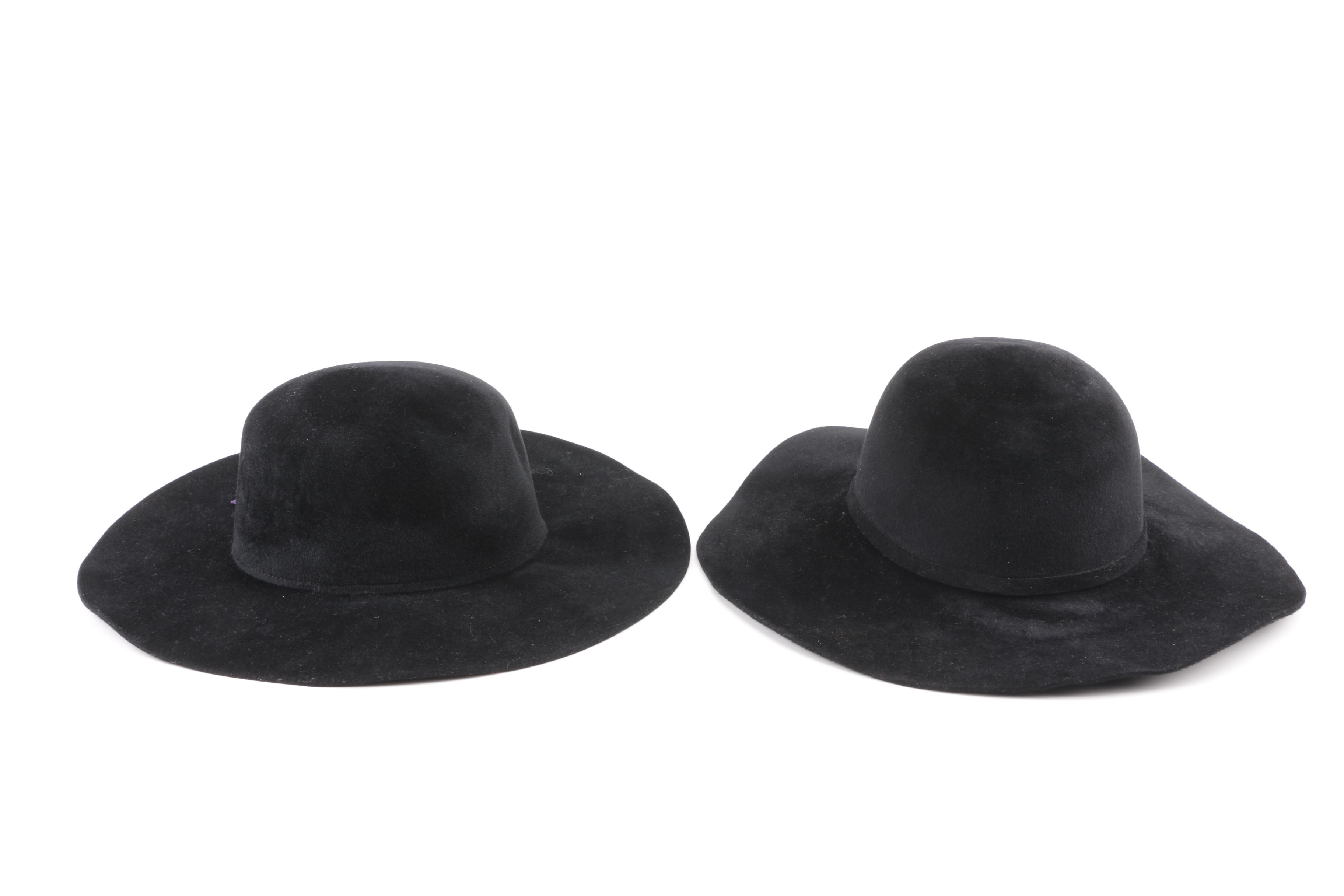 Helen Kaminski and Lord & Taylor Black Felted Rabbit Fur Wide Brim Hats