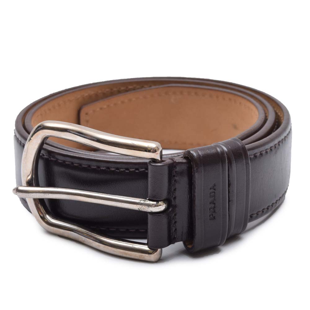 Men's Prada Black Leather Belt