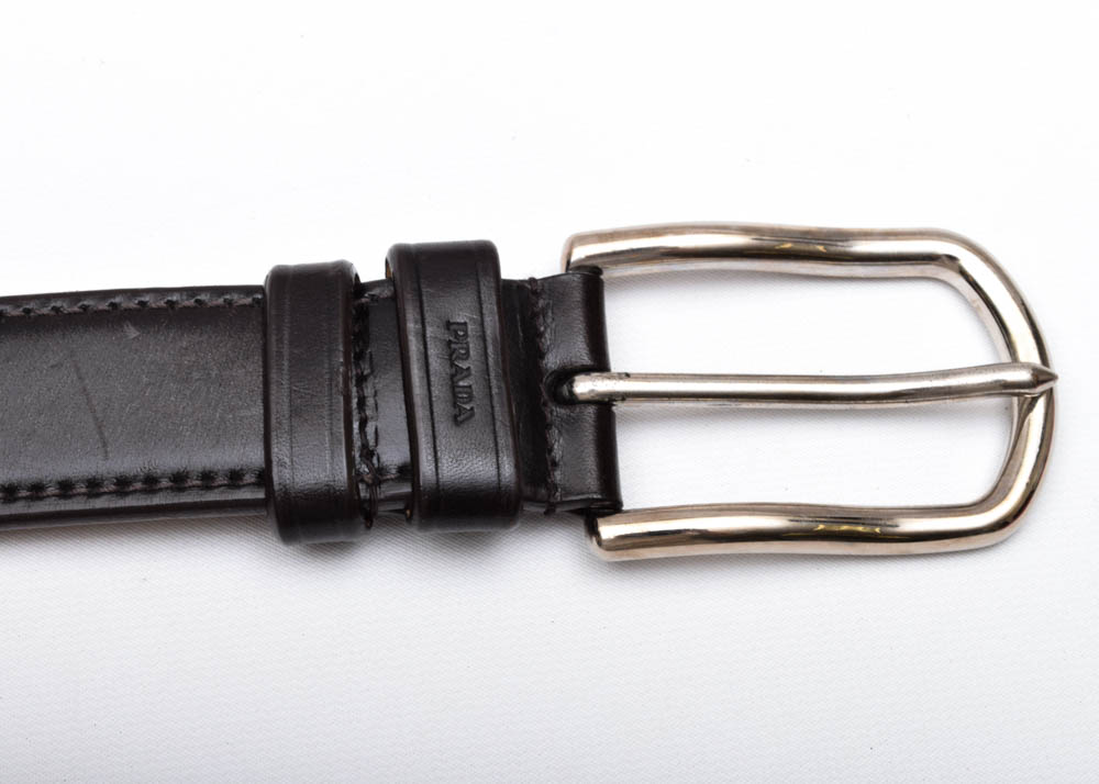 Men's Prada Black Leather Belt