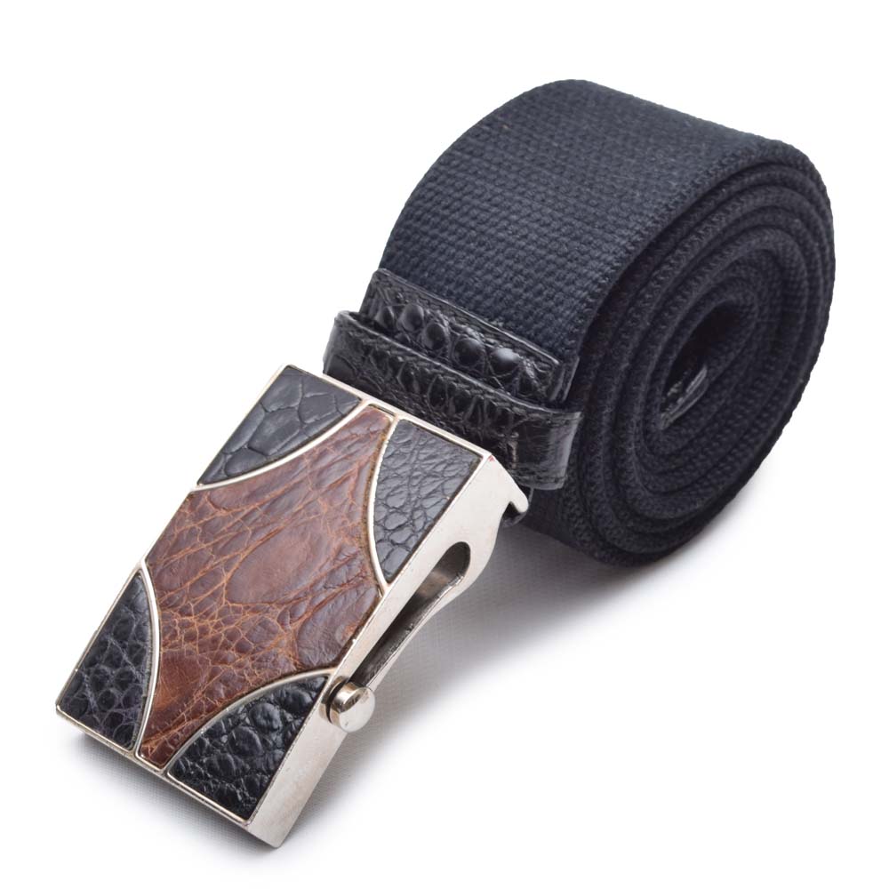 Men's Prada Crocodile and Canvas Belt