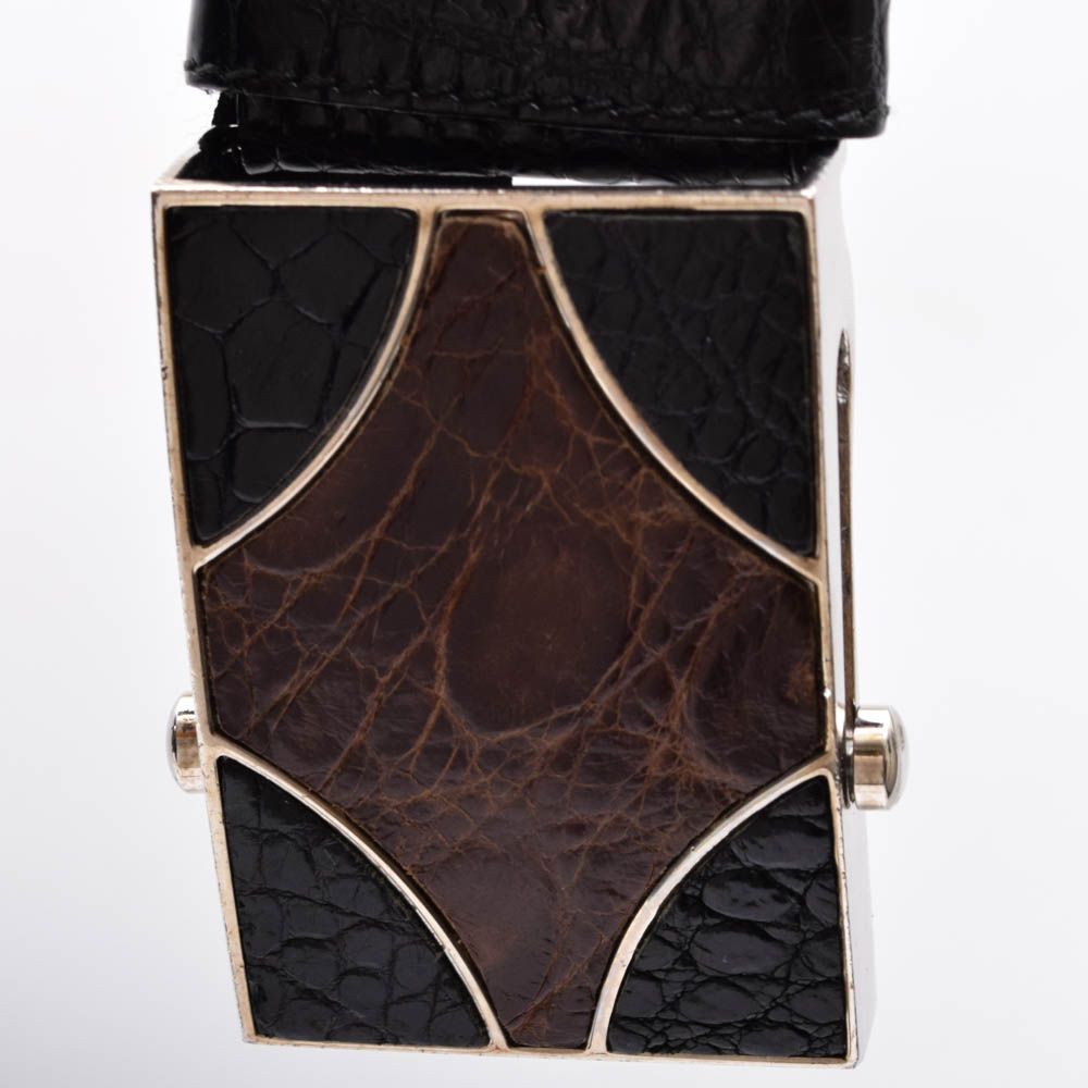 Men's Prada Crocodile and Canvas Belt