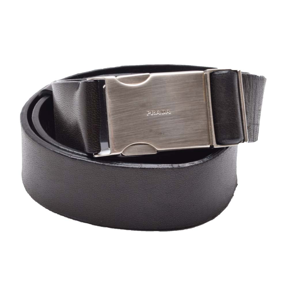 Men's Prada Black Leather Buckle Bet