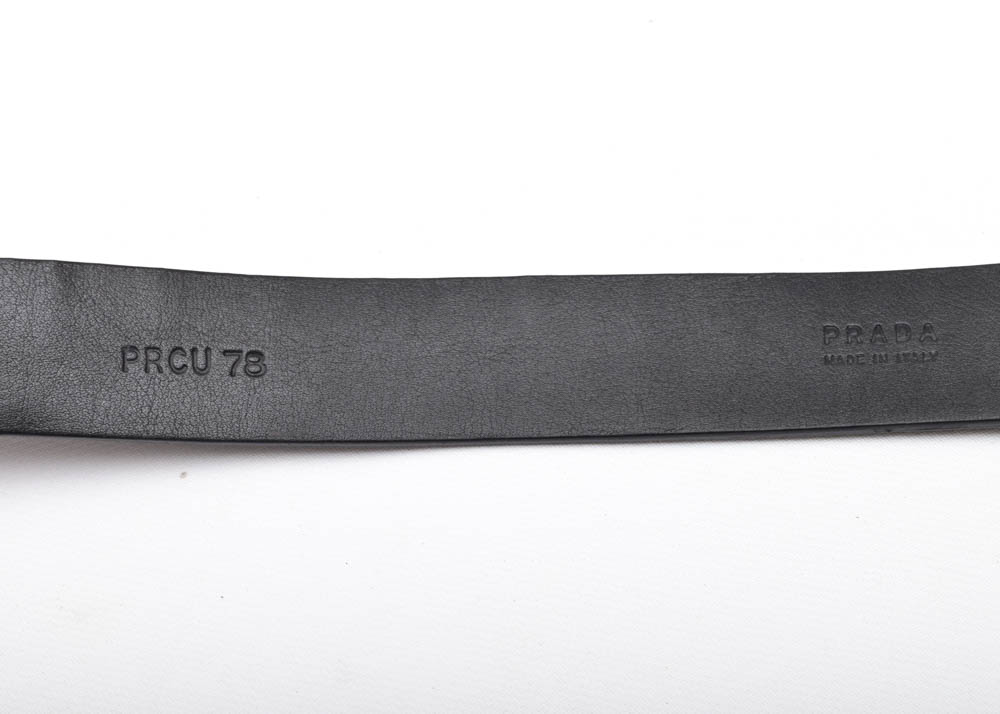 Men's Prada Black Leather Buckle Bet