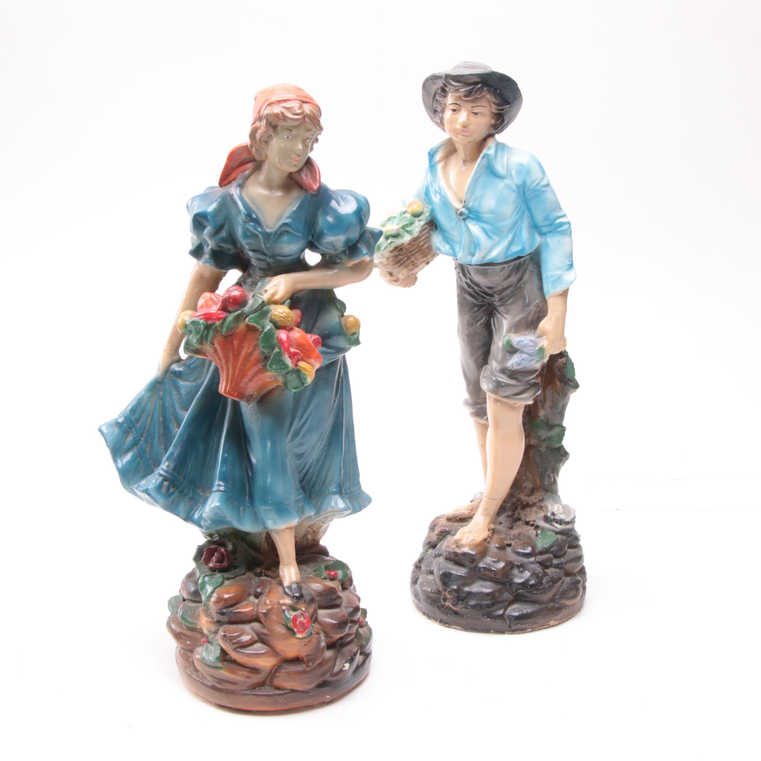 Chalkware Figurines of a Pastoral Couple
