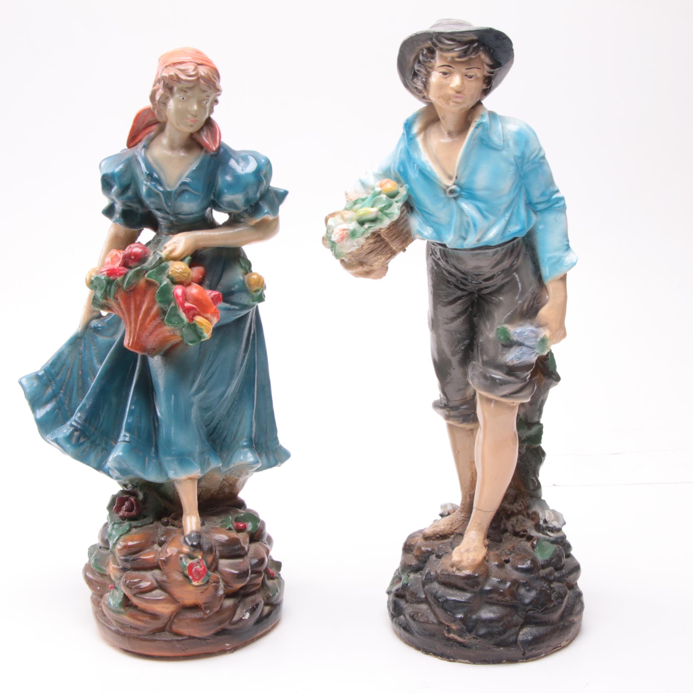 Chalkware Figurines of a Pastoral Couple