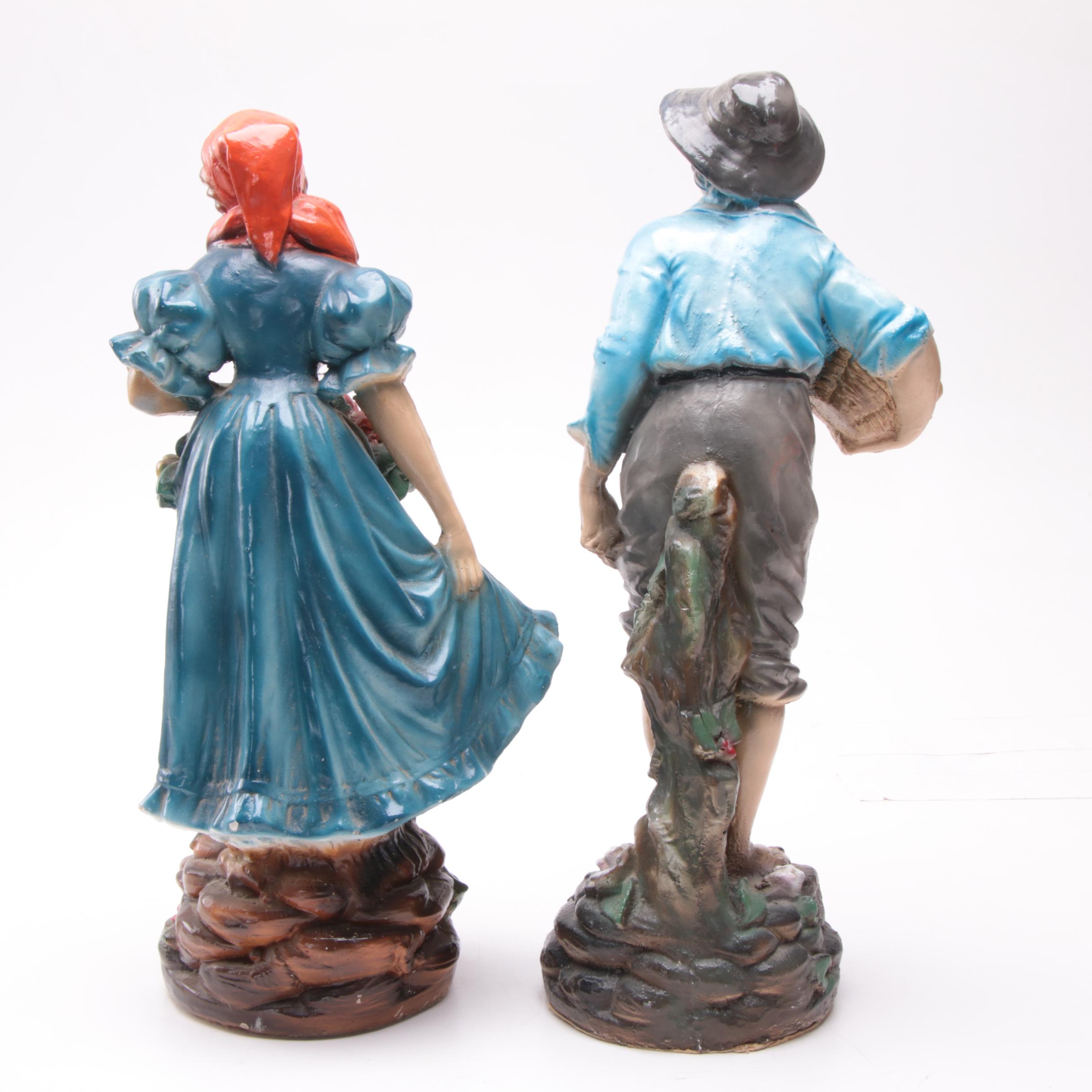 Chalkware Figurines of a Pastoral Couple
