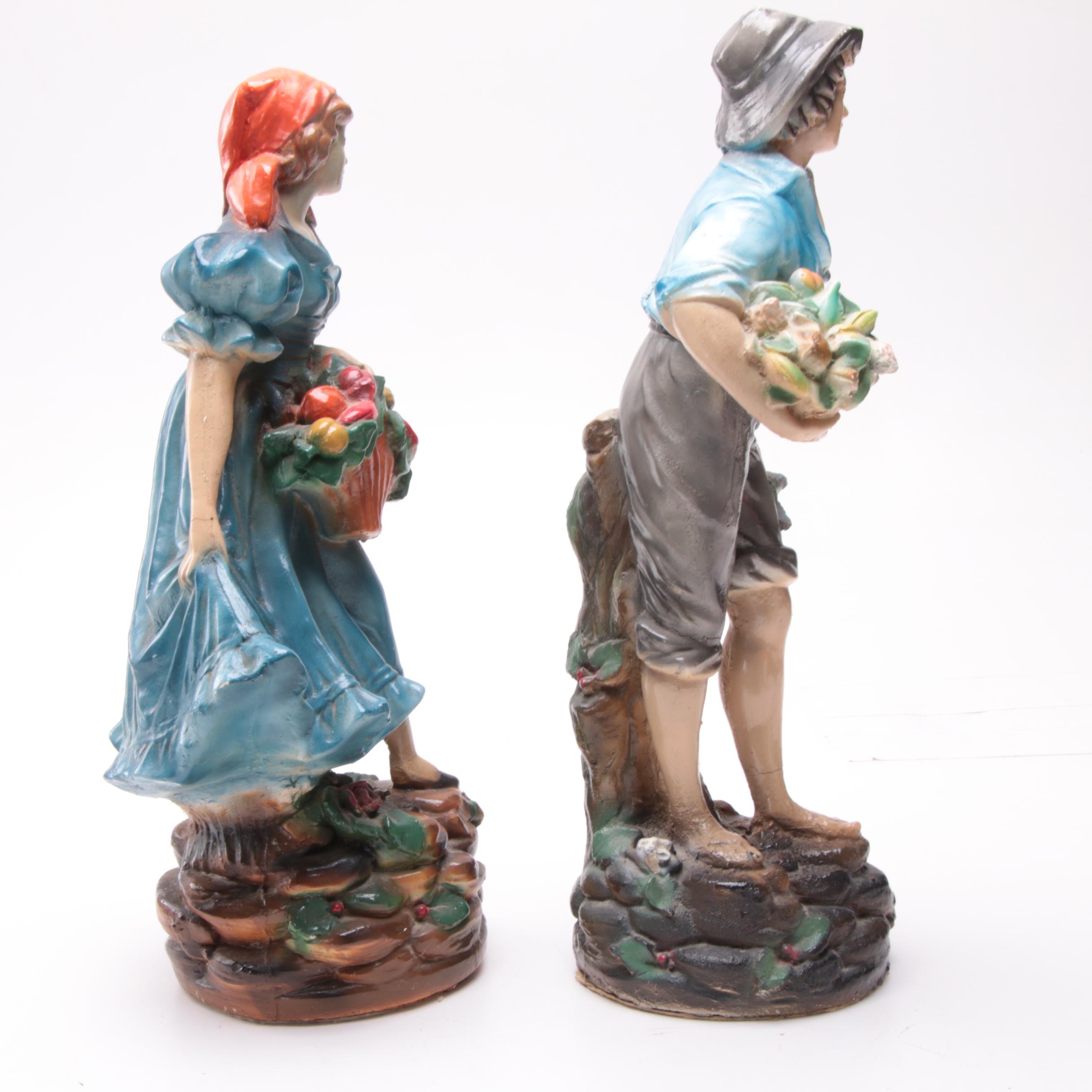 Chalkware Figurines of a Pastoral Couple