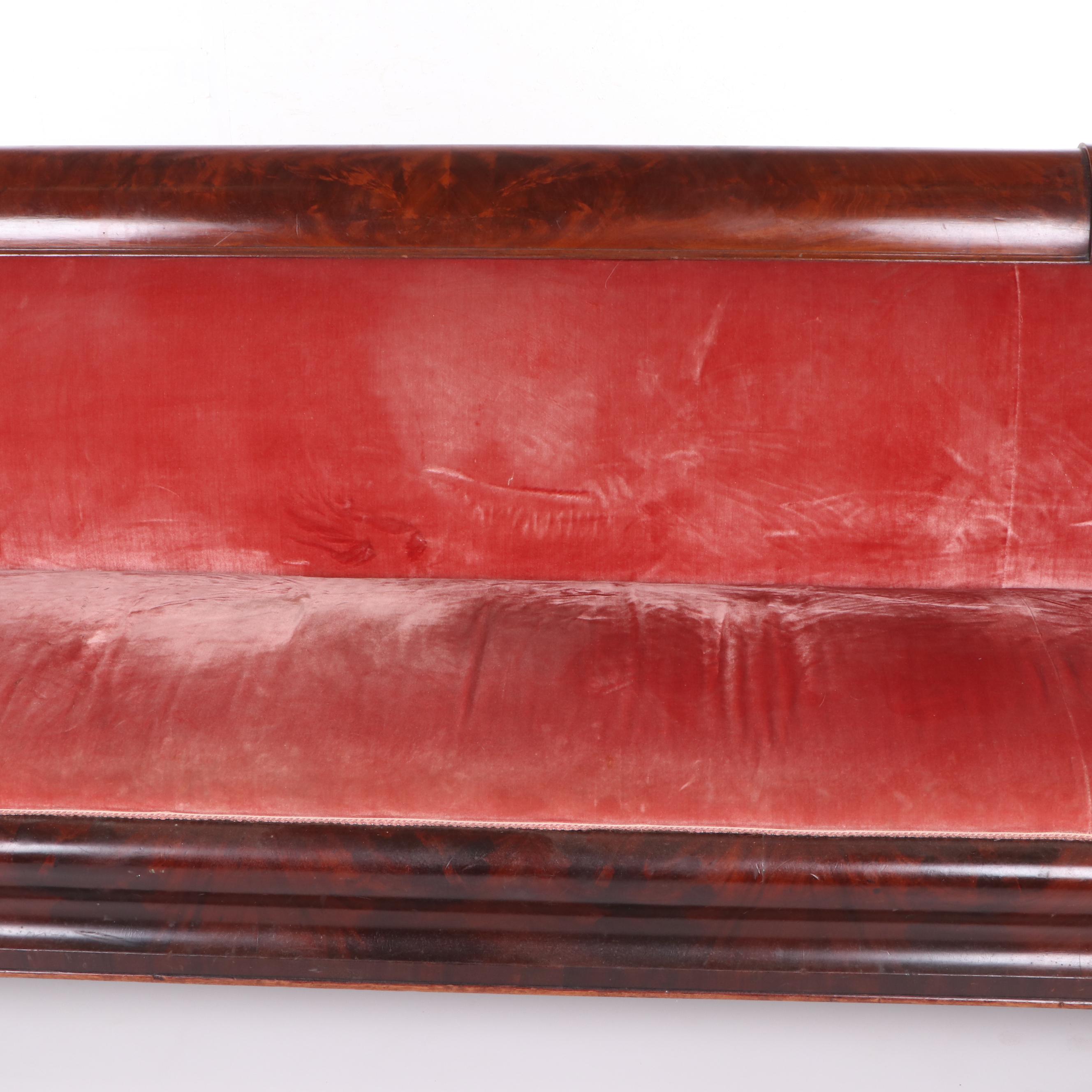 American Empire Mahogany Frame Upholstered Sofa, Mid-19th Century