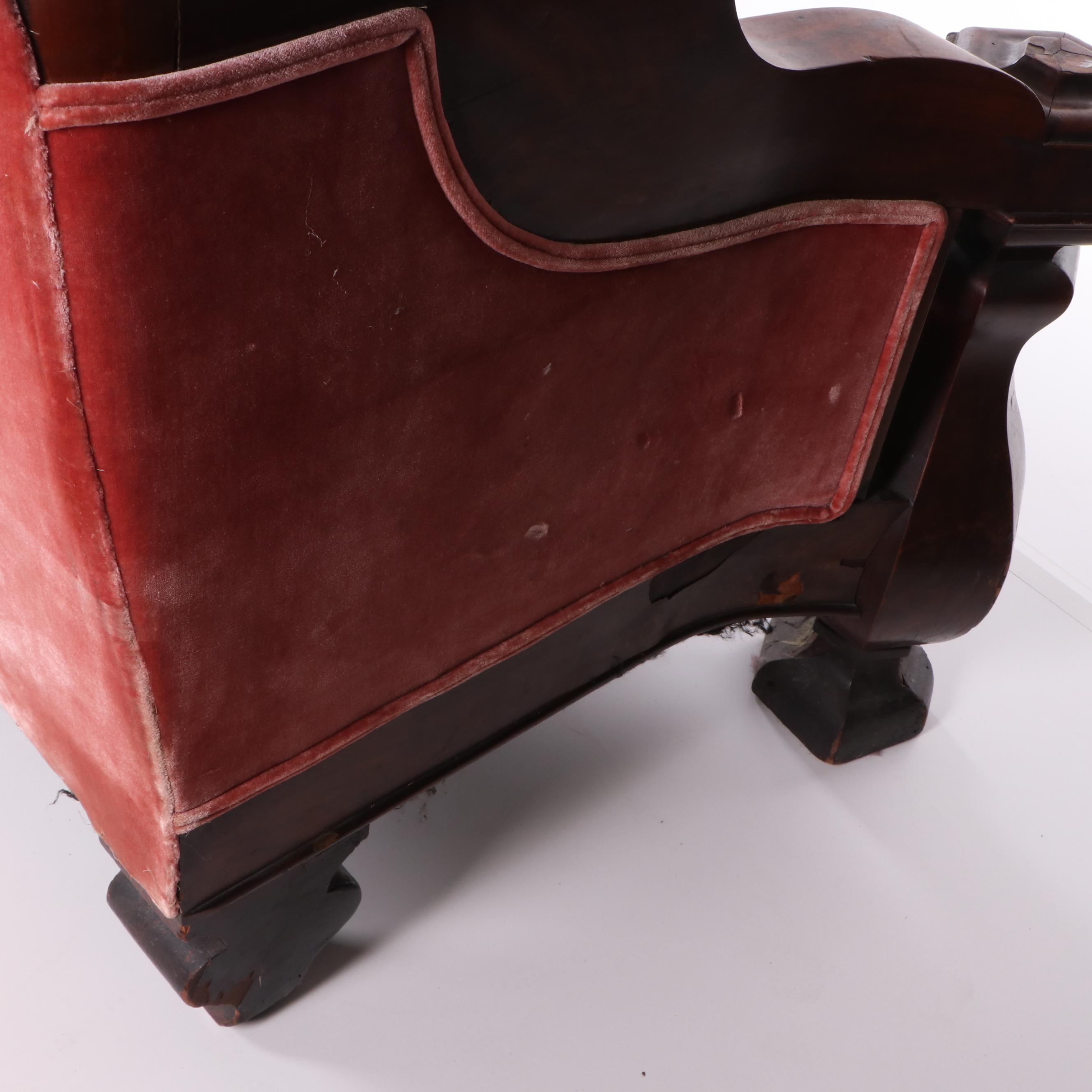 American Empire Mahogany Frame Upholstered Sofa, Mid-19th Century