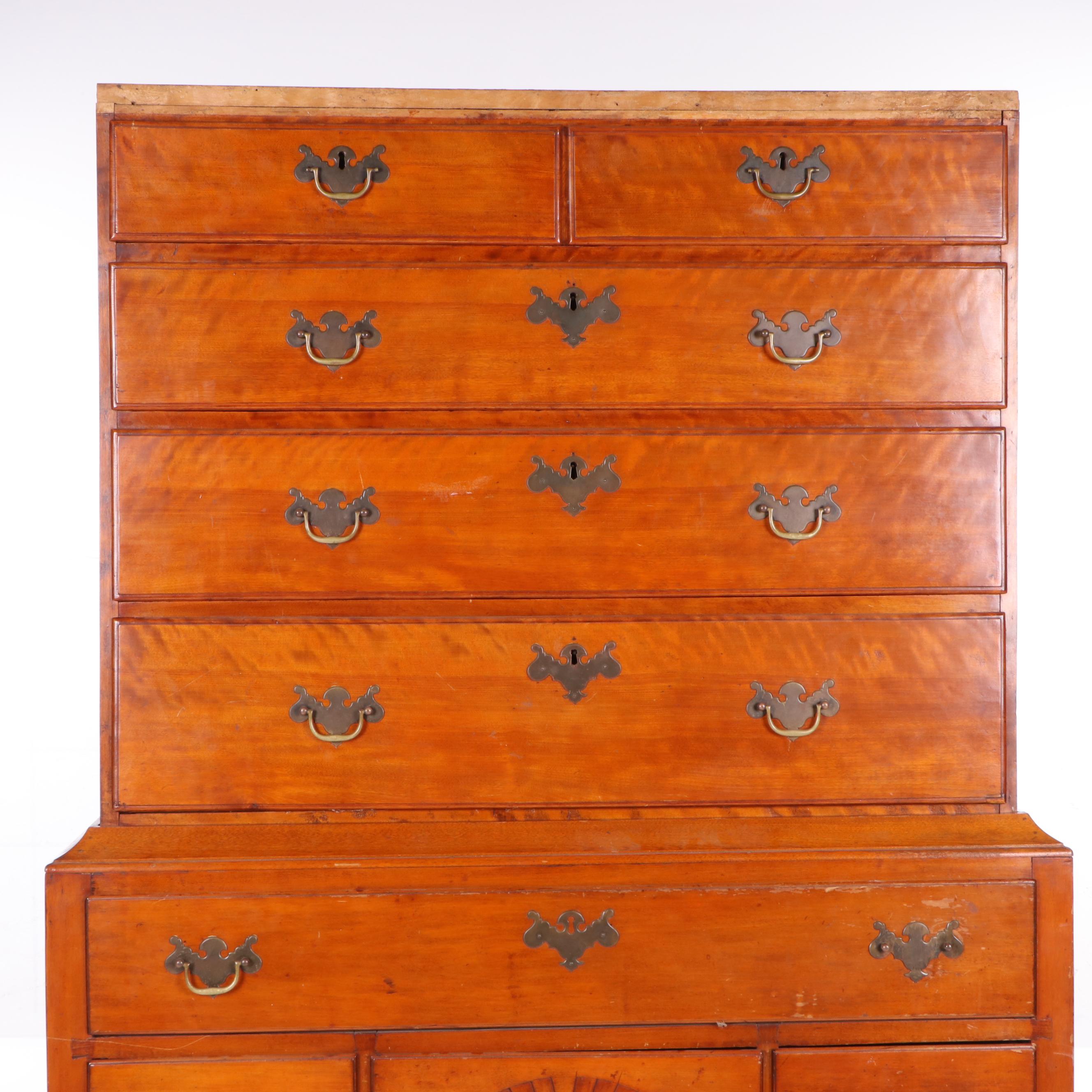 New England Queen Anne Cherrywood Highboy, Mid 18th Century