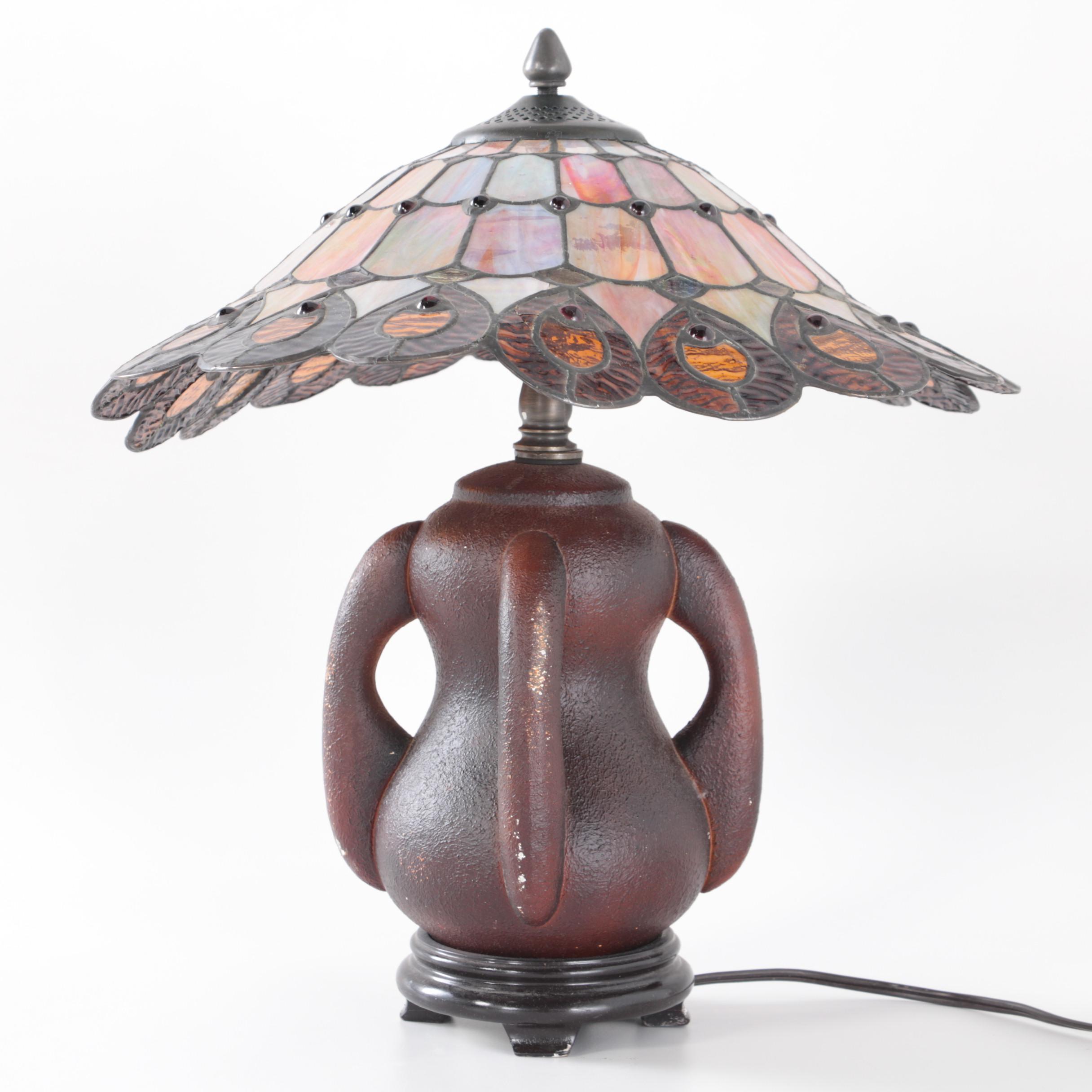 Dale Tiffany Craftsman Style Slag and Stained Glass Table Lamp