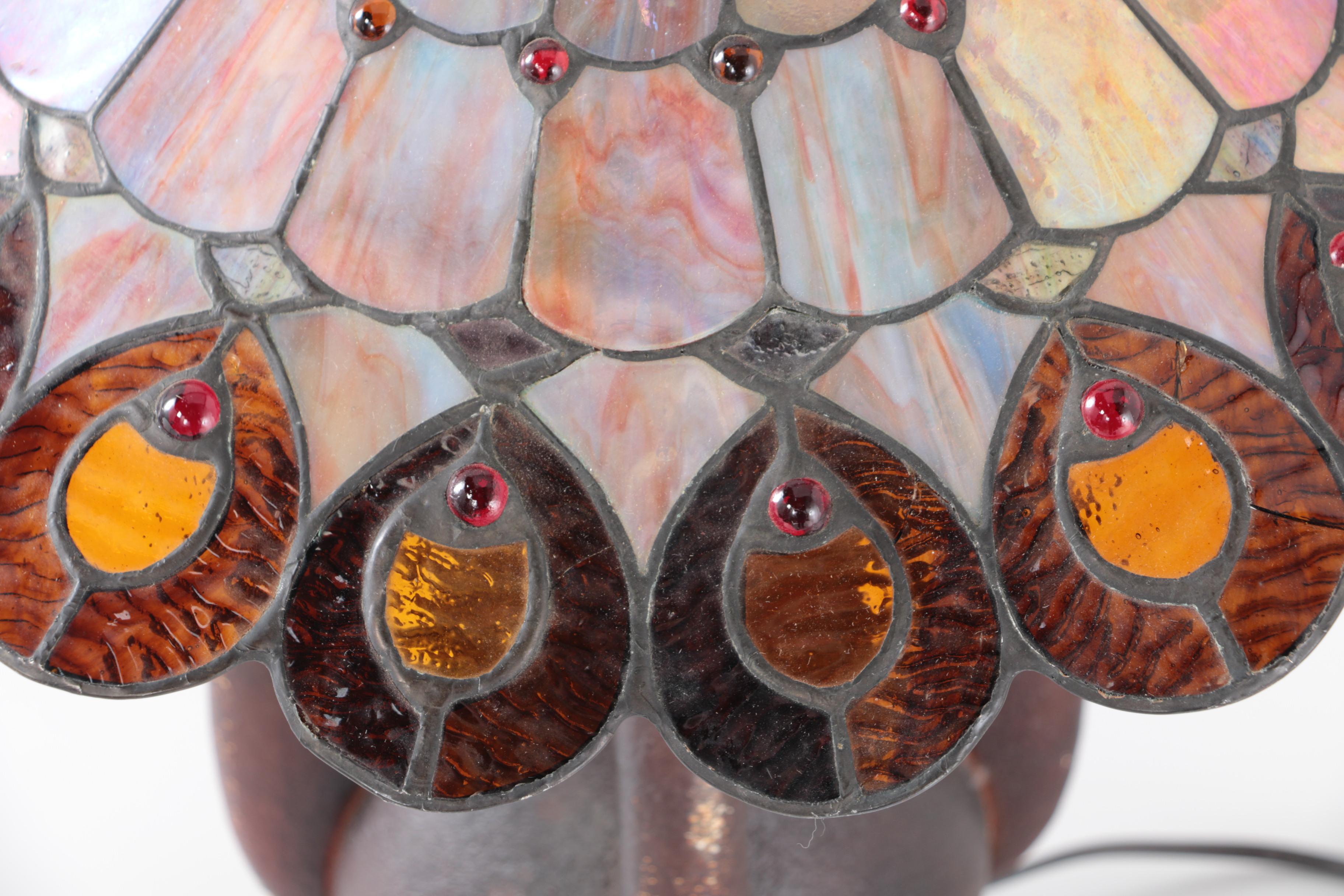 Dale Tiffany Craftsman Style Slag and Stained Glass Table Lamp