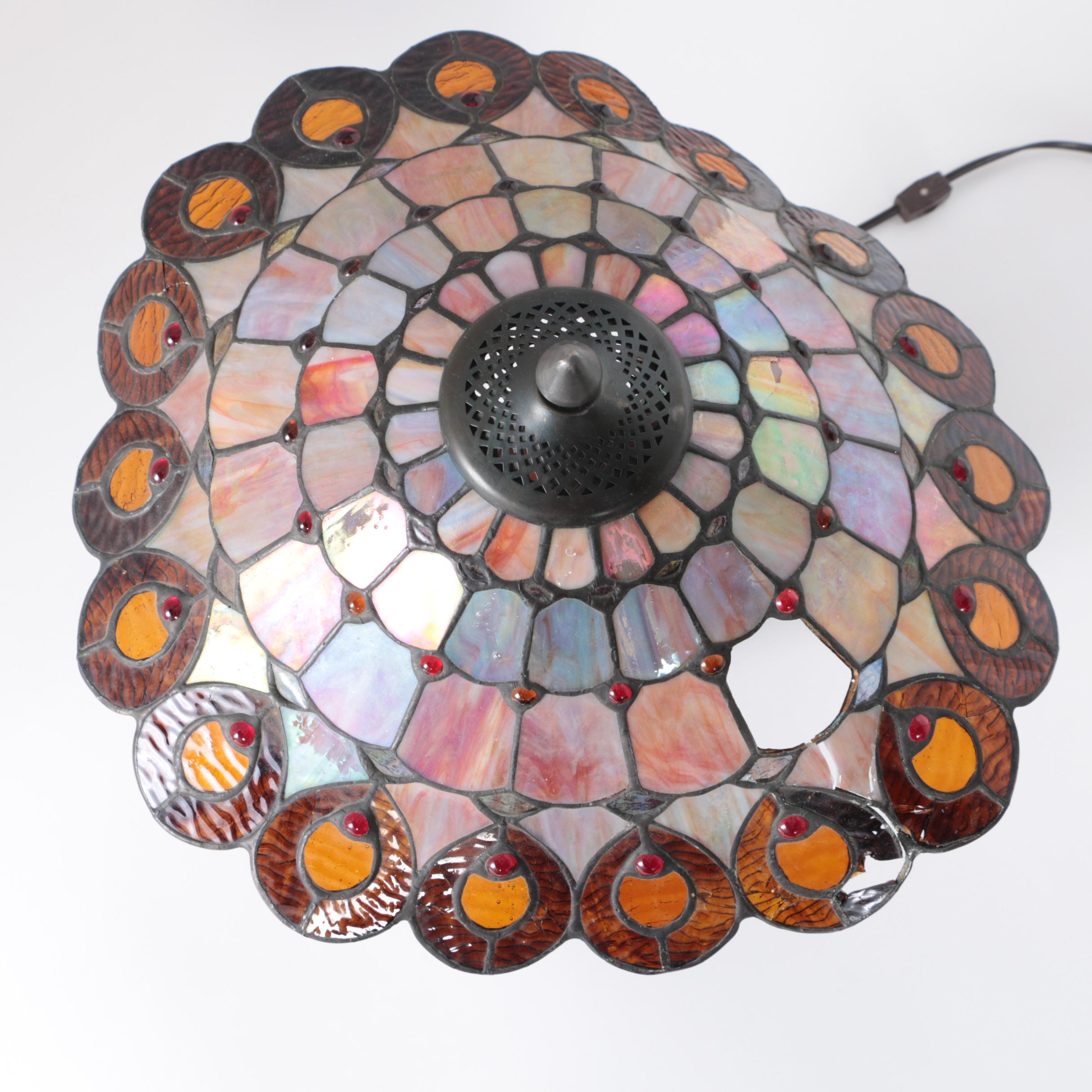 Dale Tiffany Craftsman Style Slag and Stained Glass Table Lamp
