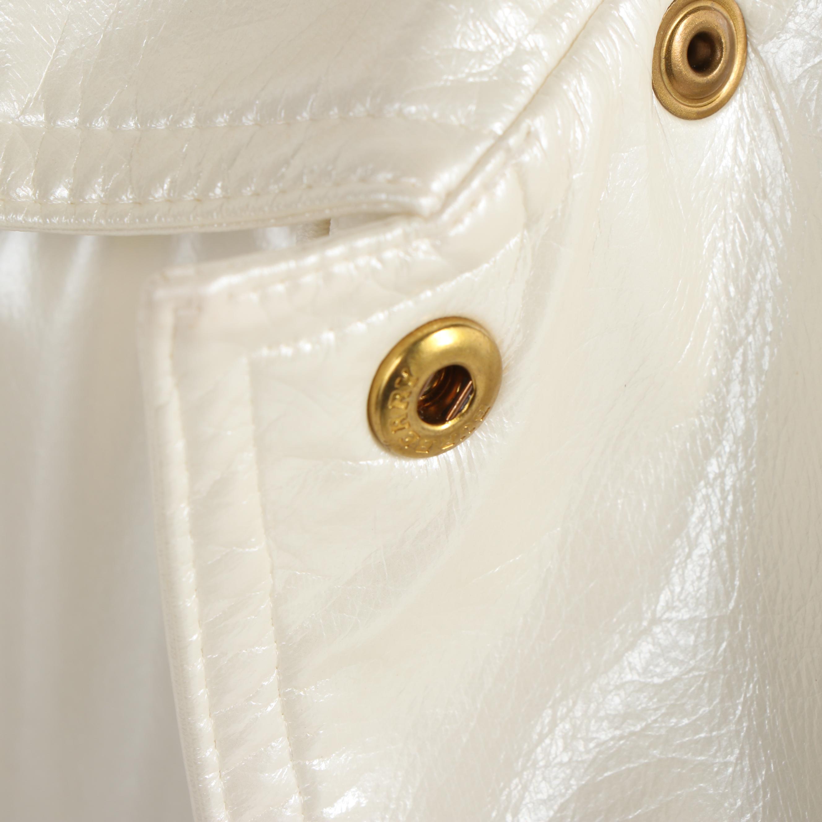 Women's Burberry London "Backworth" Opalescent White Polyurethane Trench Coat
