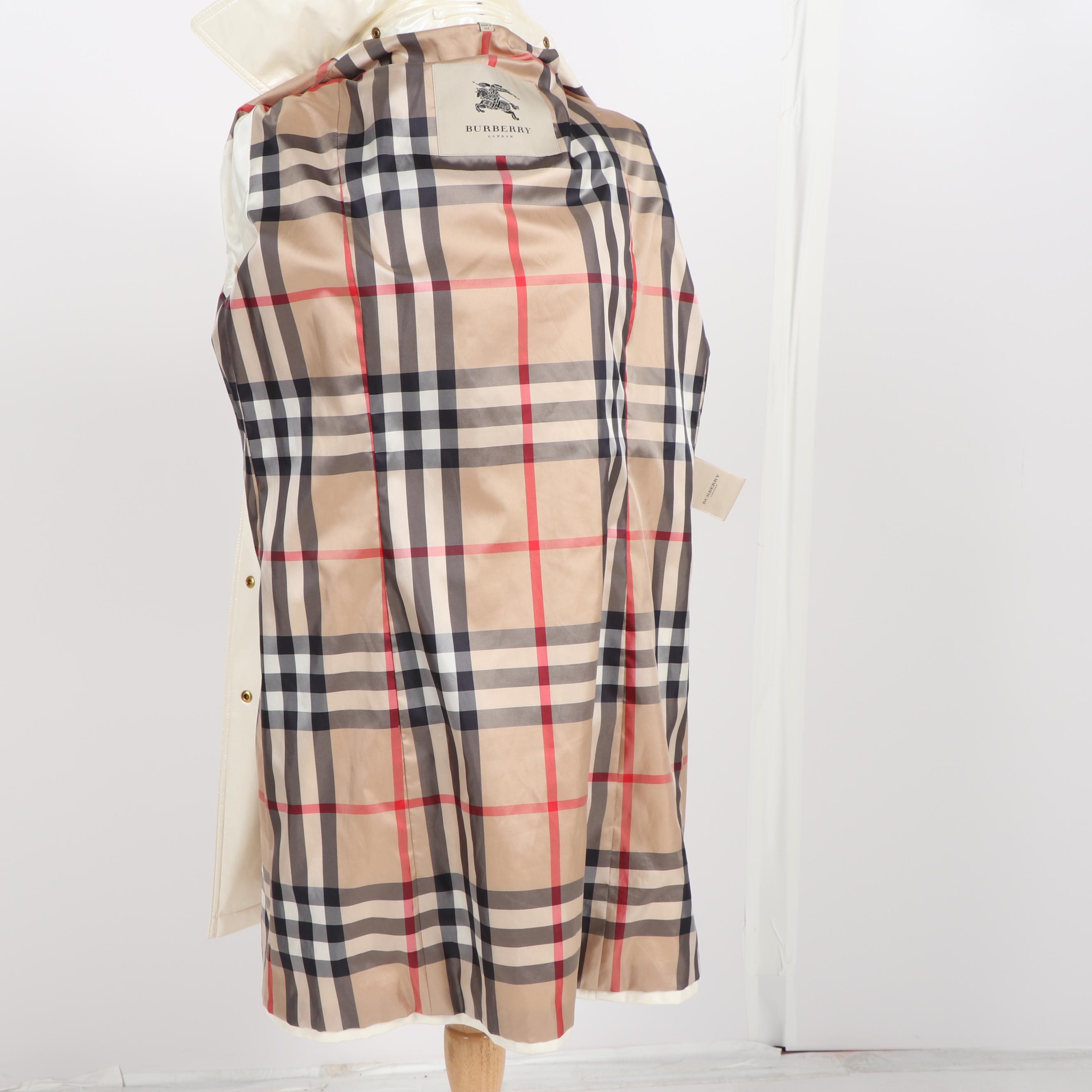 Women's Burberry London "Backworth" Opalescent White Polyurethane Trench Coat