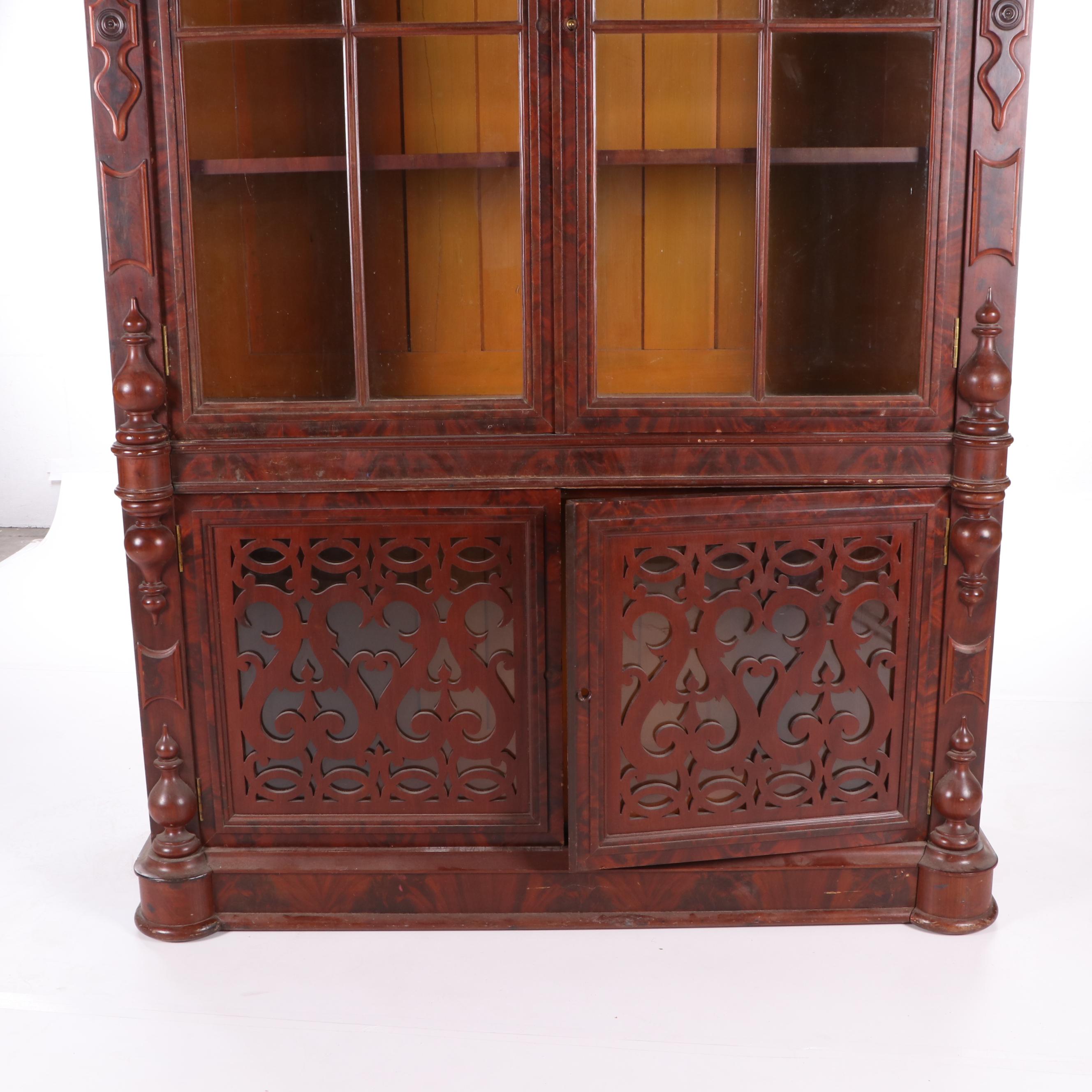 Victorian Gothic Revival Mahogany Display Cabinet, 19th Century