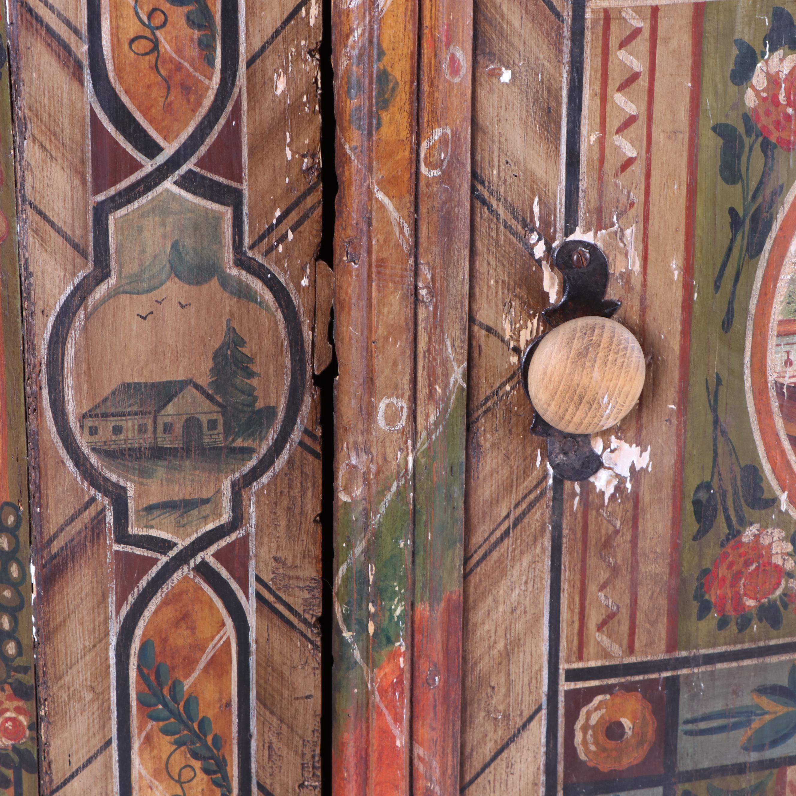 German Paint-Decorated Pine Armoire, Circa 1827
