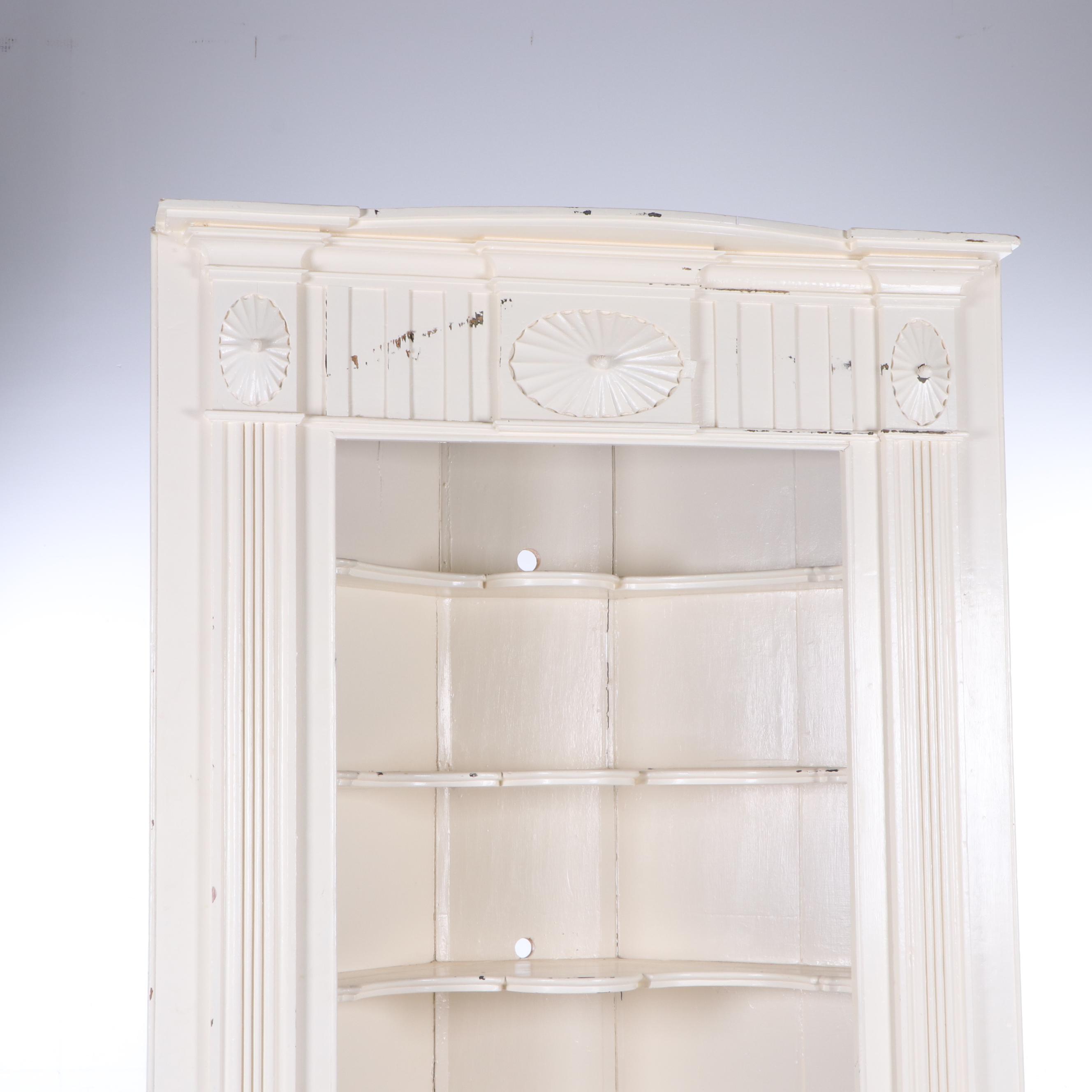 Neoclassical Style Painted Wood Corner Display Cabinet, Mid 19th Century