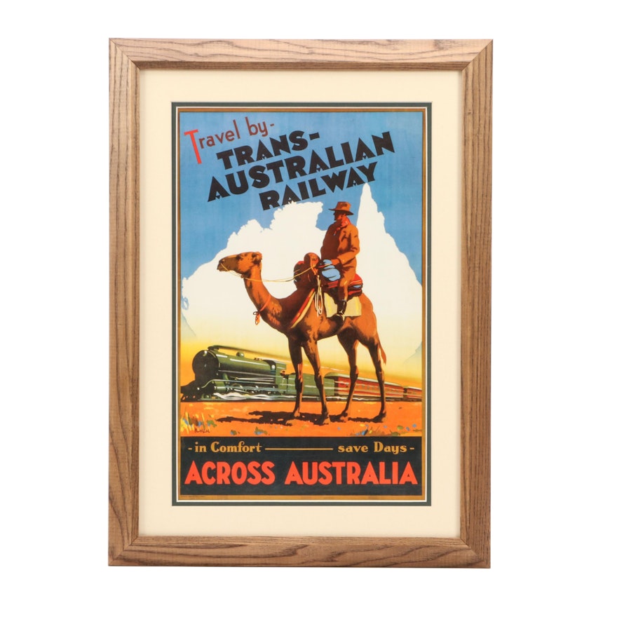 Offset Lithograph after 1920s Travel Poster for Trans-Australian Railway