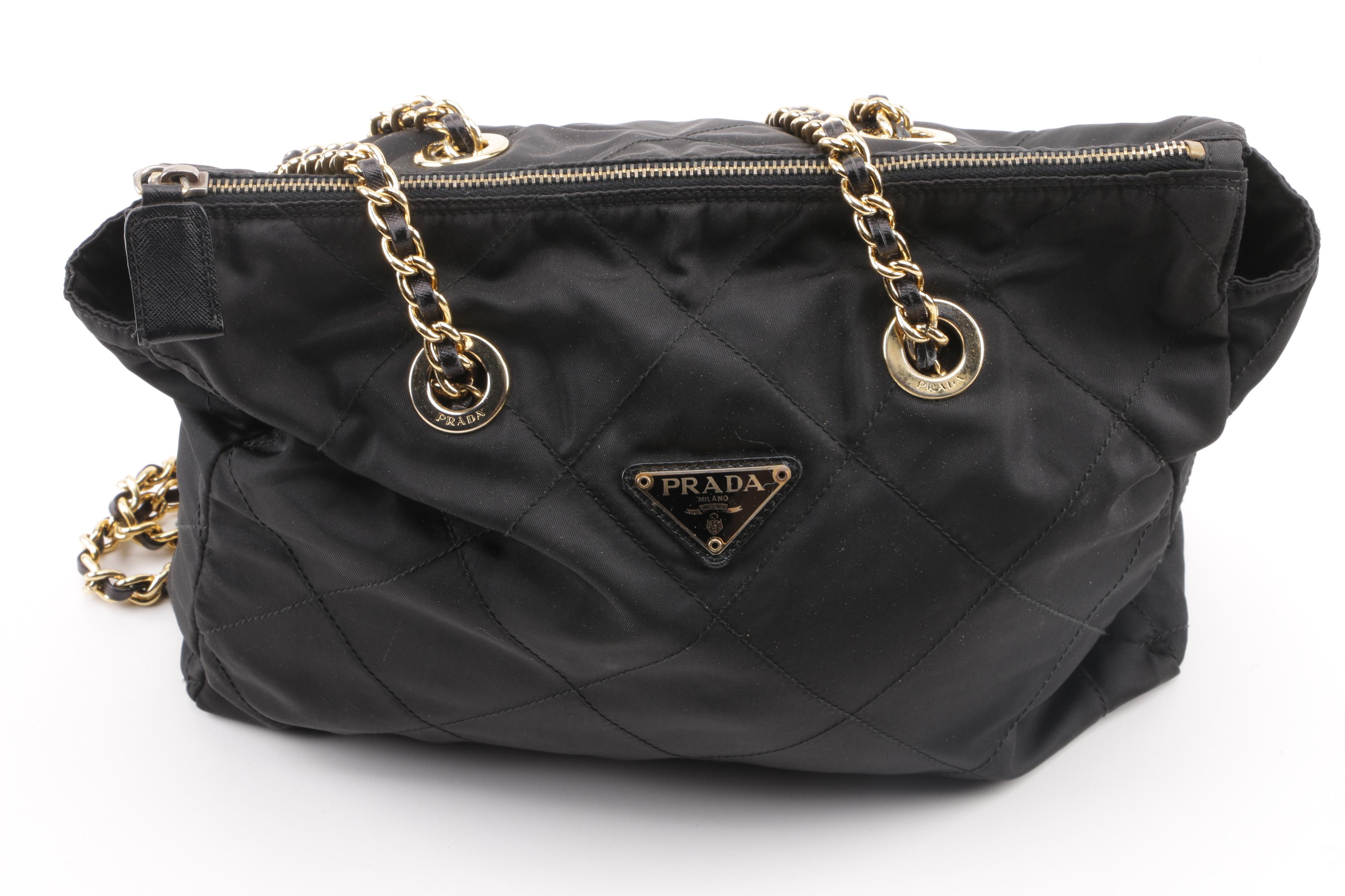 Prada Quilted Black Nylon Shoulder Bag