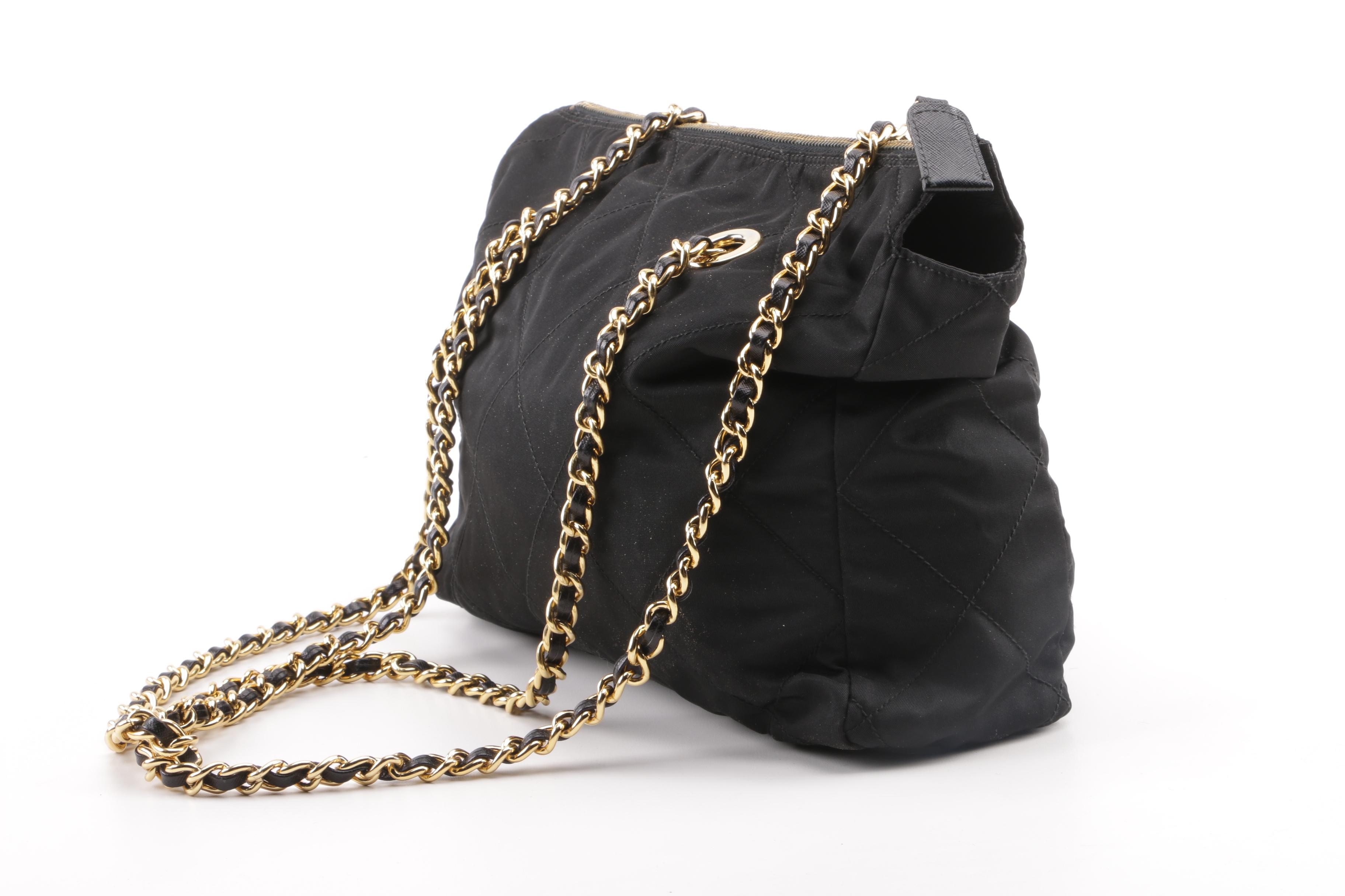 Prada Quilted Black Nylon Shoulder Bag