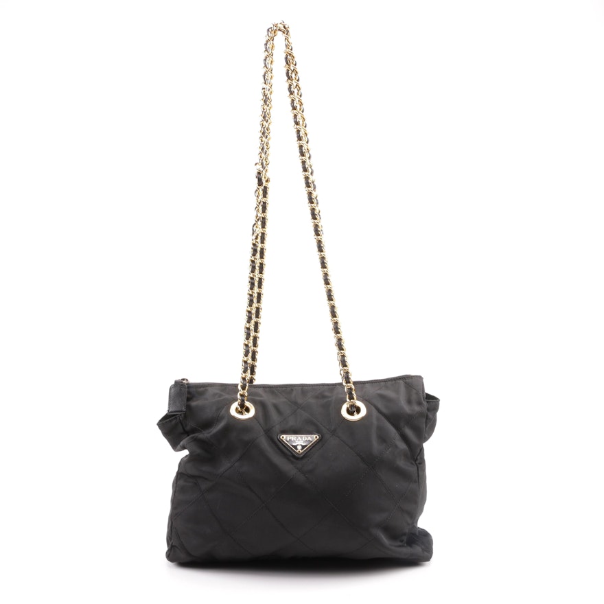 Prada Quilted Black Nylon Shoulder Bag
