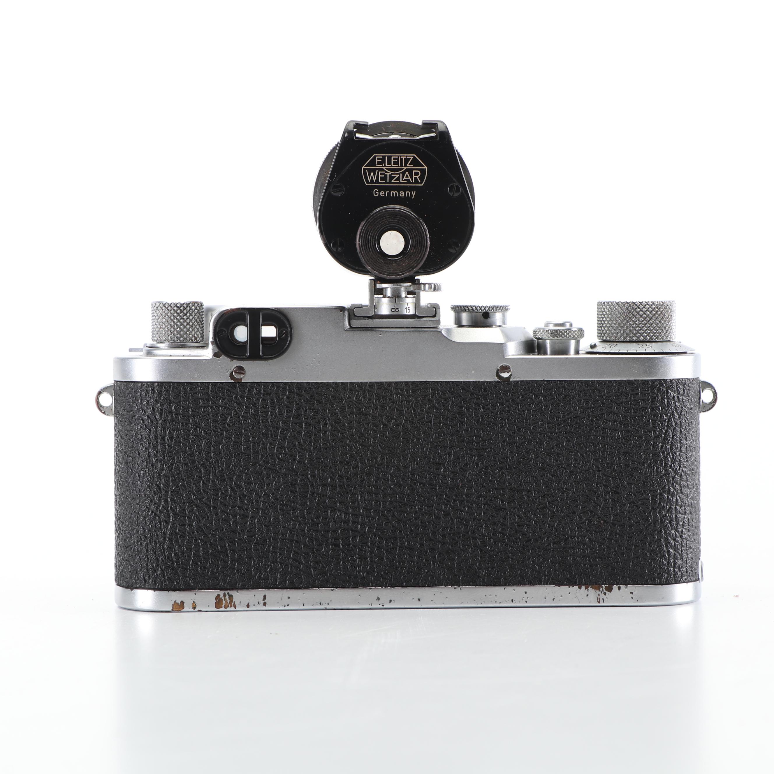 Leica IIIC 35mm Camera with Viewfinder Attachment and Leather Case, c. 1950