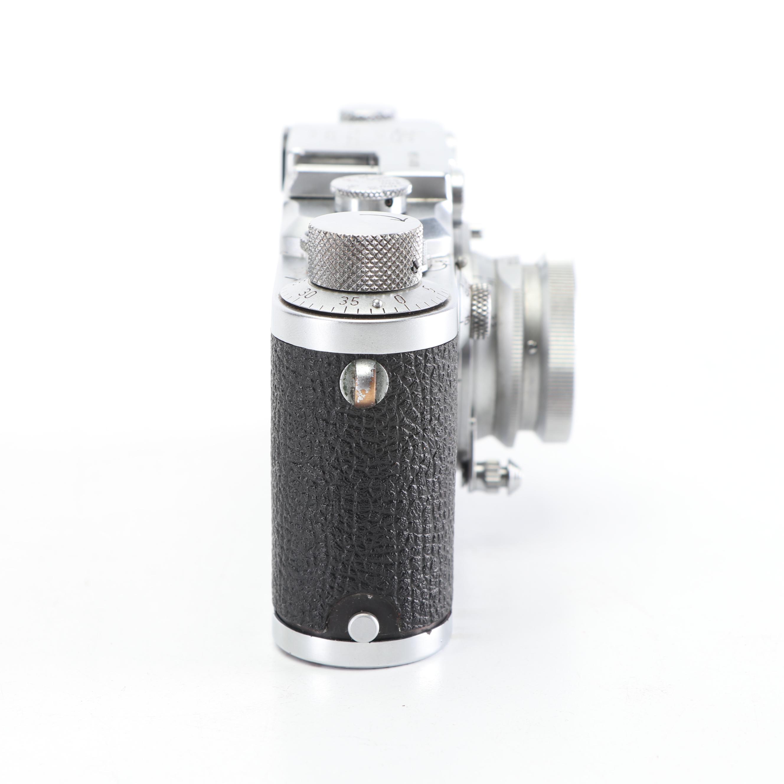 Leica IIIC 35mm Camera with Viewfinder Attachment and Leather Case, c. 1950