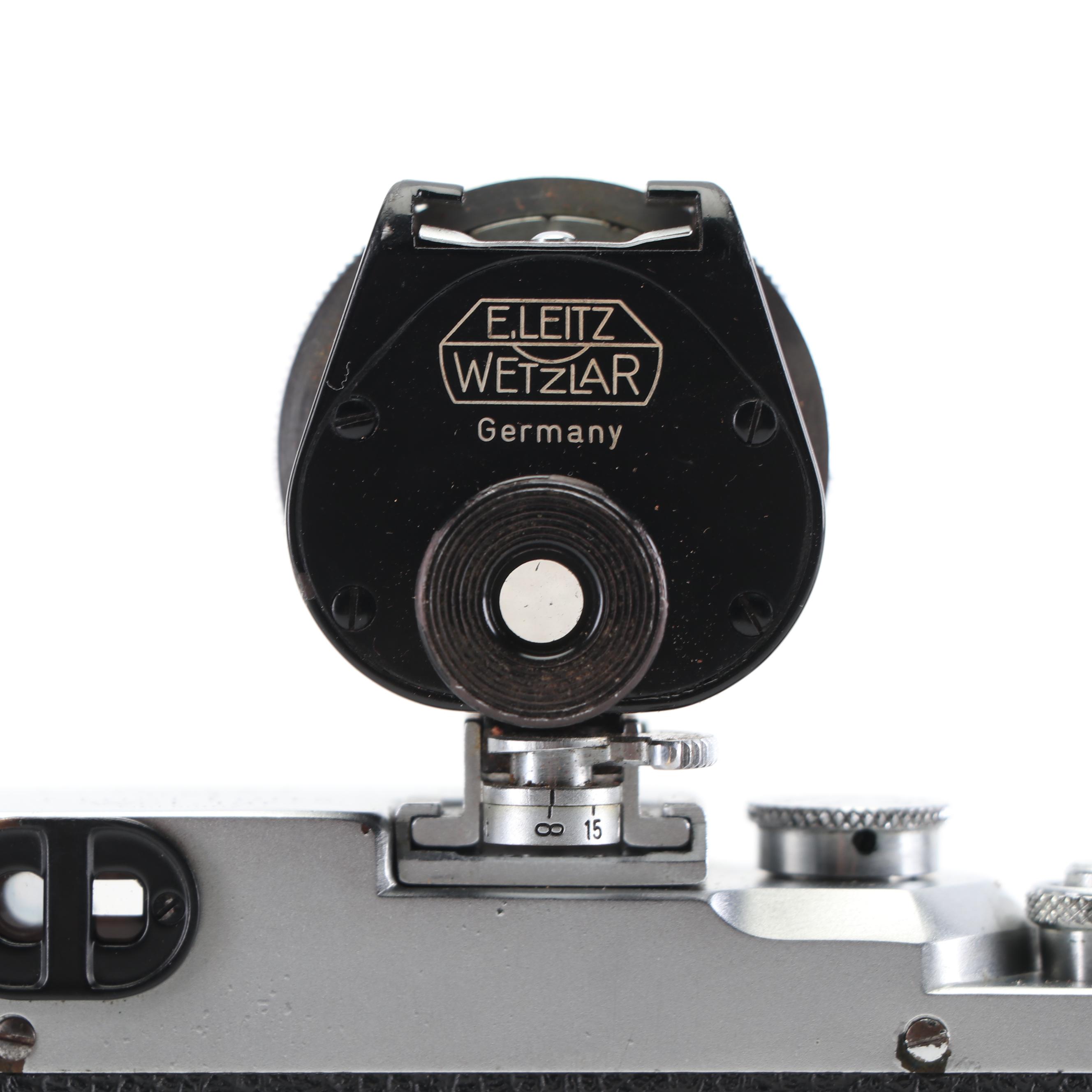 Leica IIIC 35mm Camera with Viewfinder Attachment and Leather Case, c. 1950