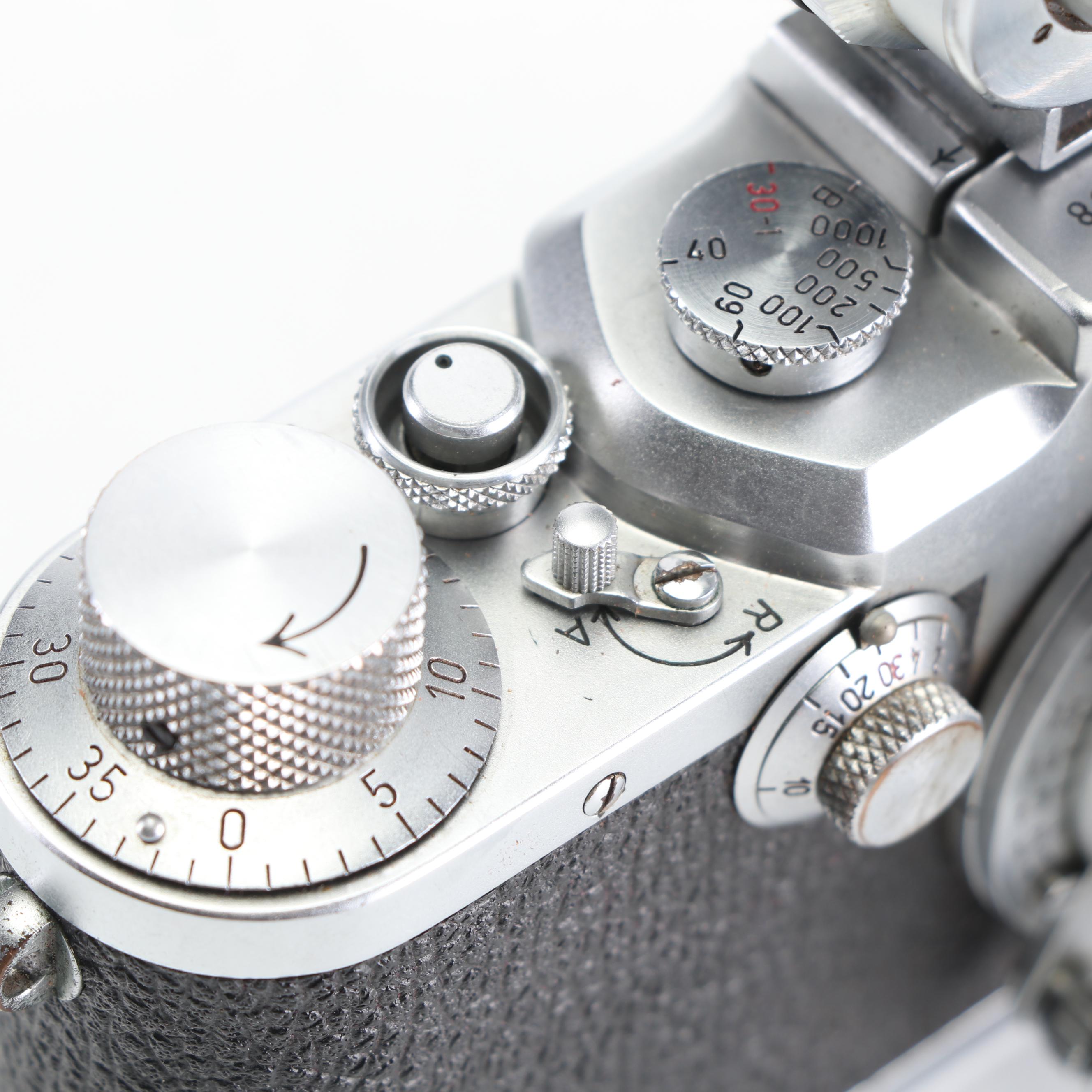 Leica IIIC 35mm Camera with Viewfinder Attachment and Leather Case, c. 1950