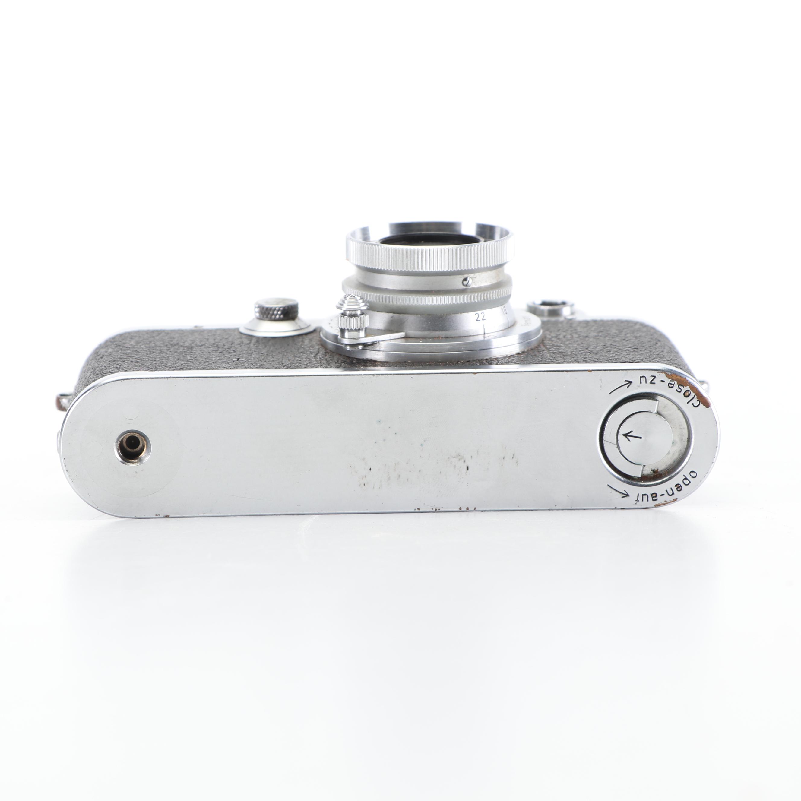 Leica IIIC 35mm Camera with Viewfinder Attachment and Leather Case, c. 1950