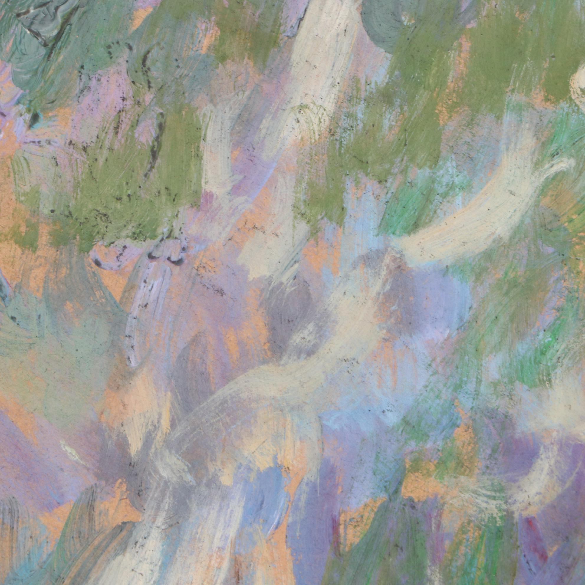 Robert Lahmann Drawing of Grim Reaper and Abstract Painting of Creature