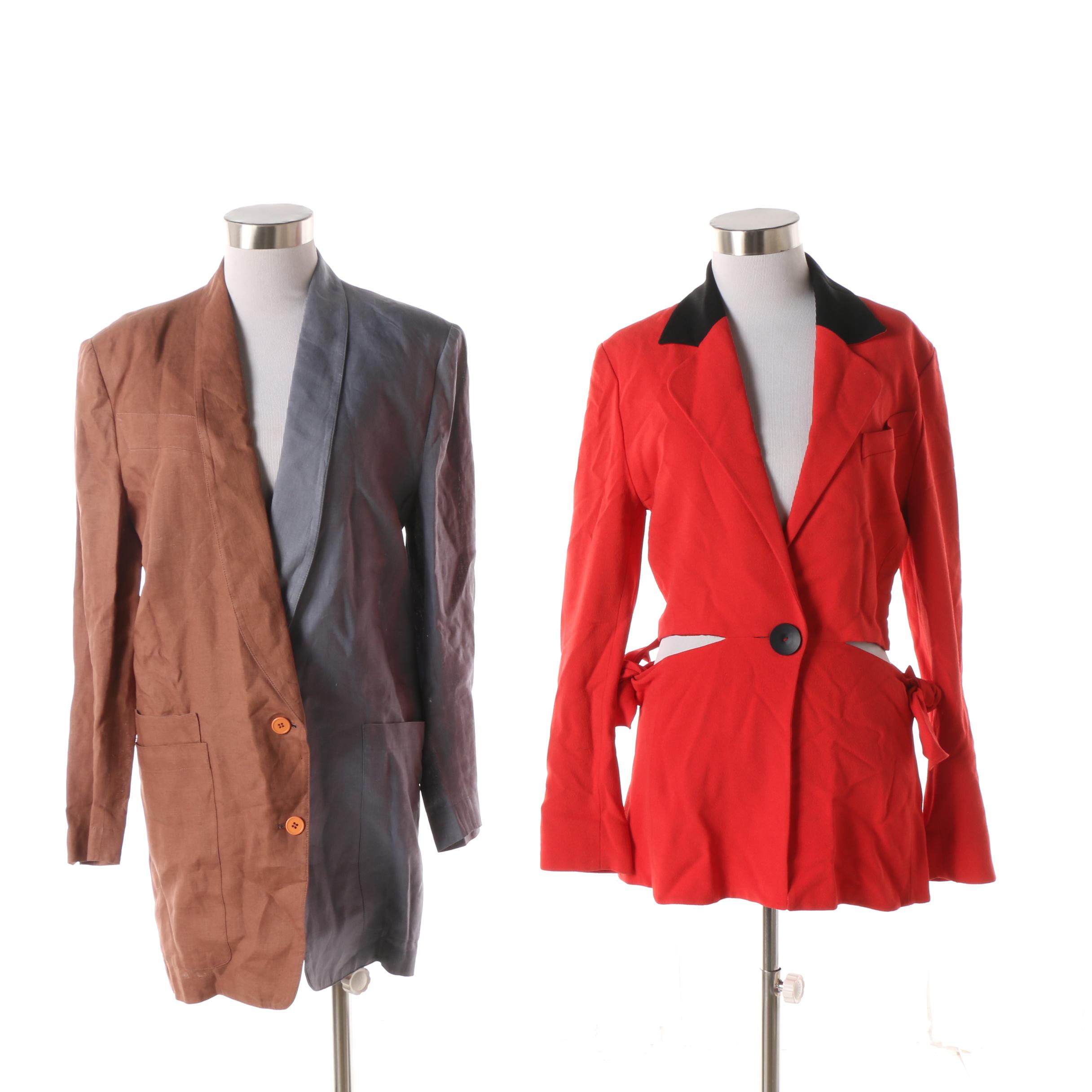 Women's 1980s Vintage Karl Lagerfeld and Claude Montana Suit Jackets