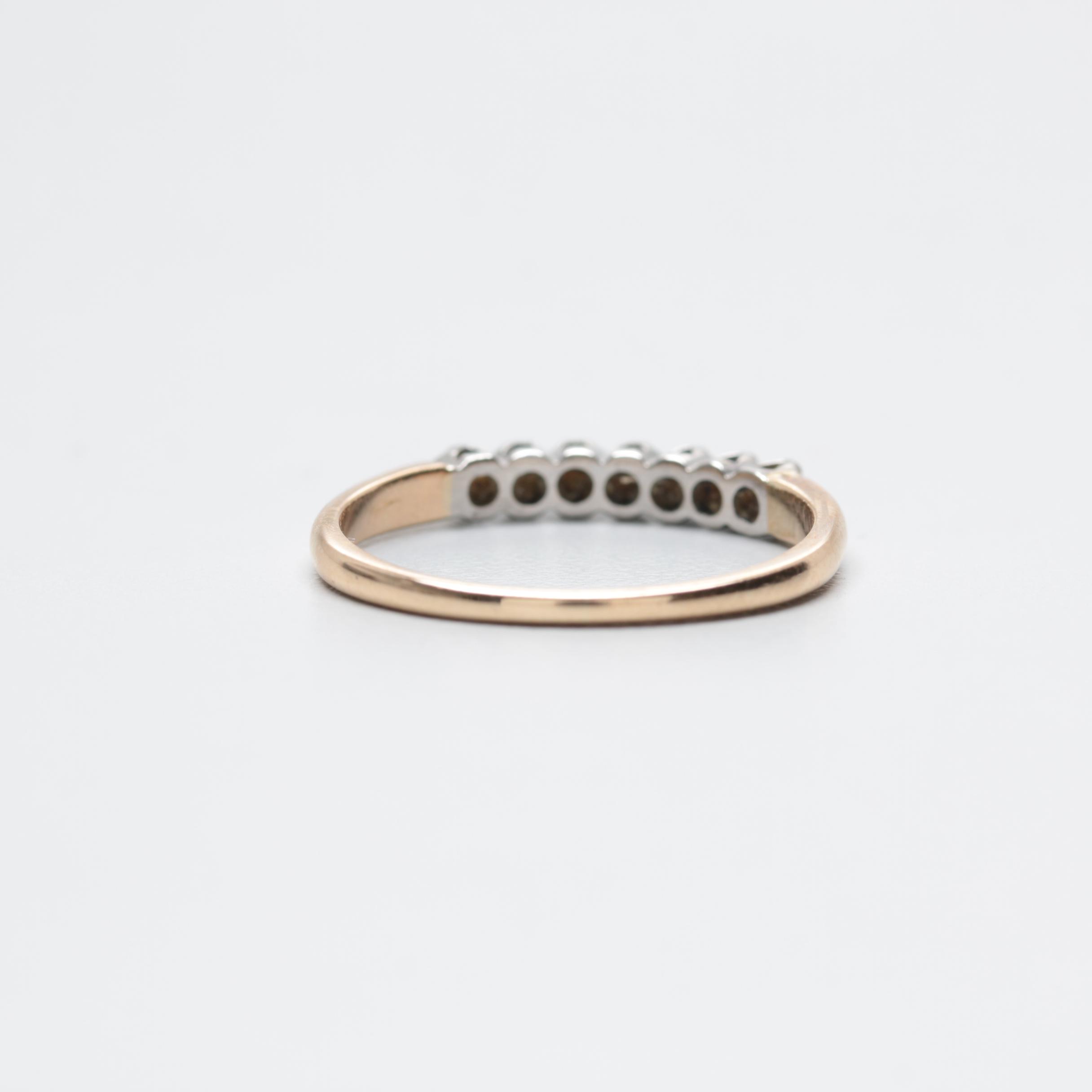 Vintage 14K Yellow Gold and Palladium Diamond Ring