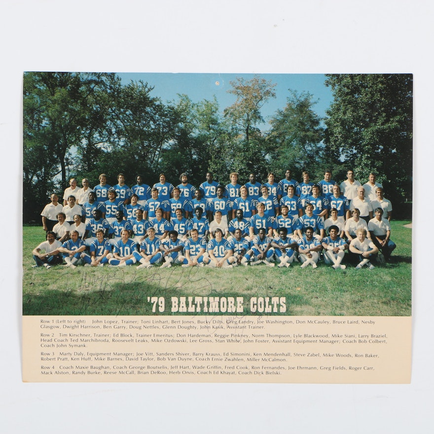 Baltimore Colts Team Photograph with Bruce Laird Signature, 1979