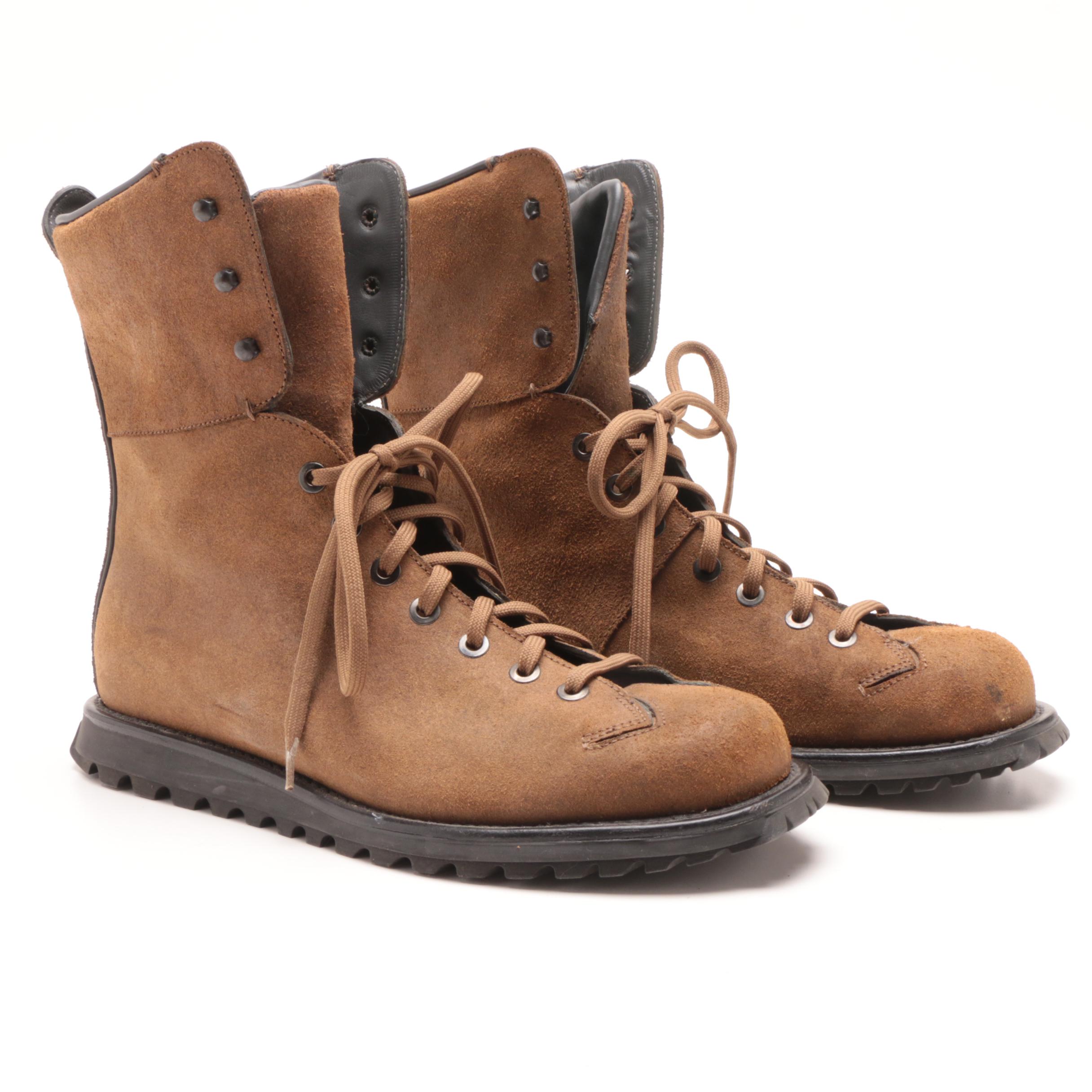 Prada Brown Suede Lace-Up Boots